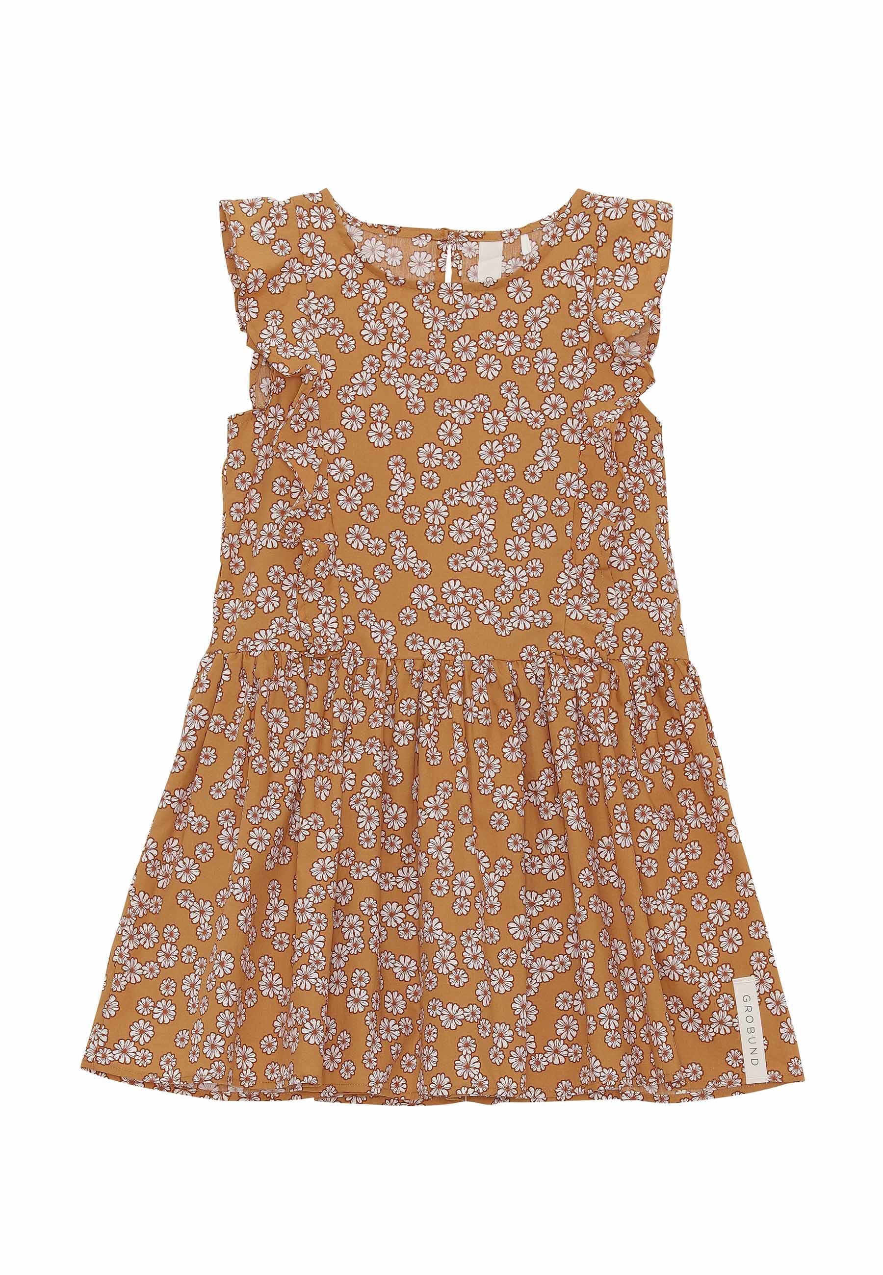 GROBUND Caroline-Kleid Mini - das in Kurkuma mit Blumen
