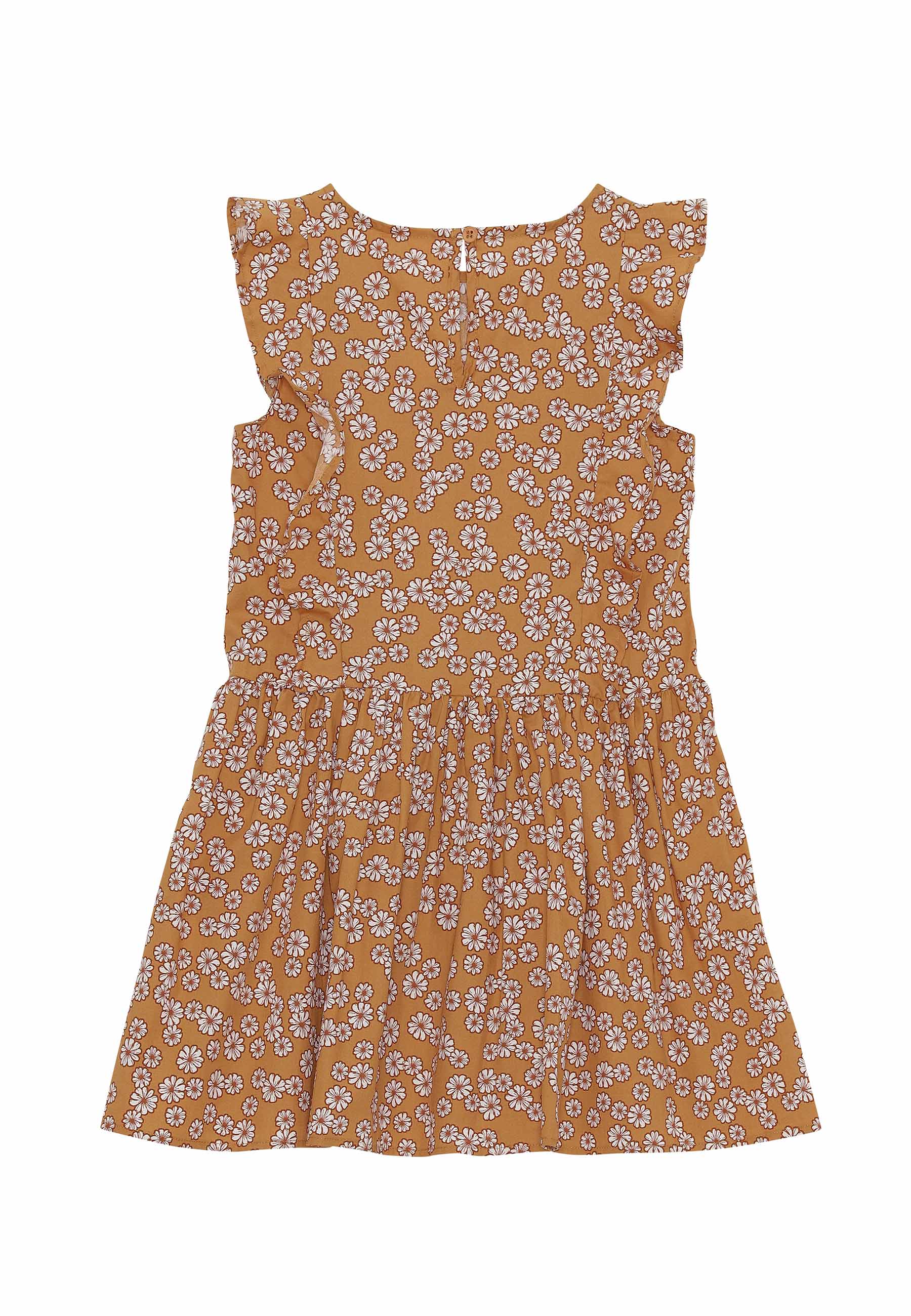 GROBUND Caroline-Kleid Mini - das in Kurkuma mit Blumen