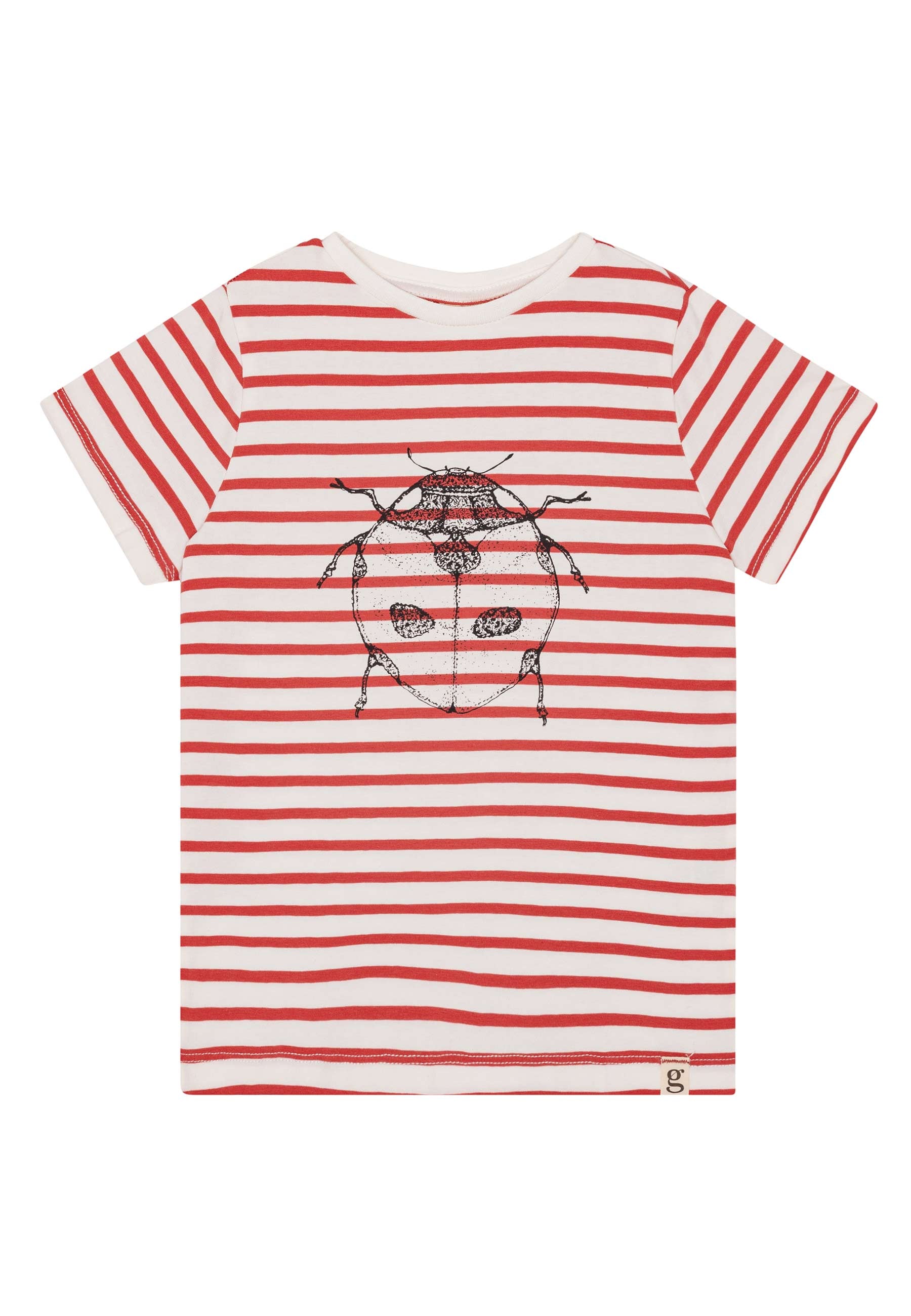 GROBUND Chris T-Shirt mini – die mit den johannisbeerroten Streifen und Marienkäfer
