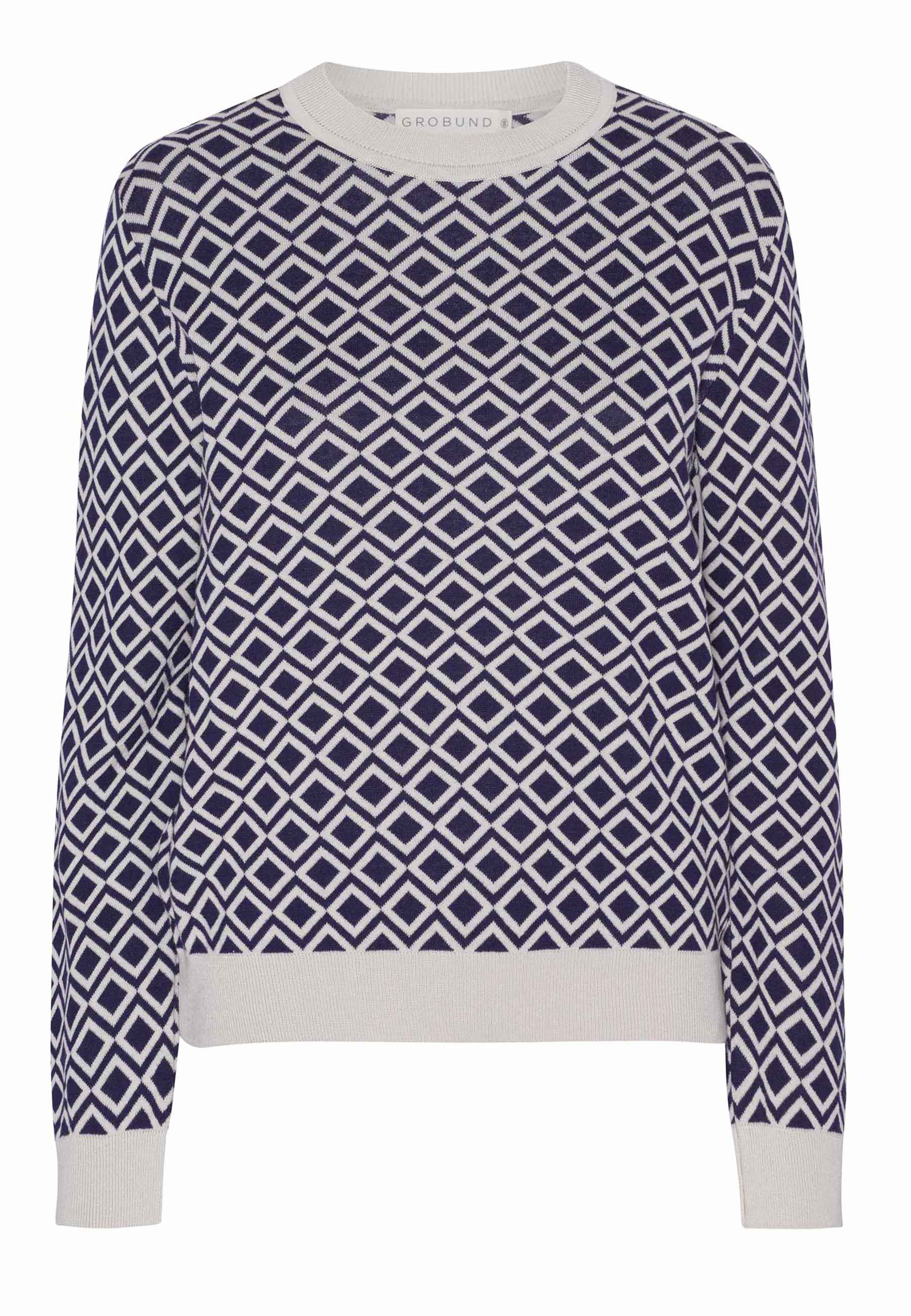 GROBUND Petra Strickbluse - die mit Muster in Blau