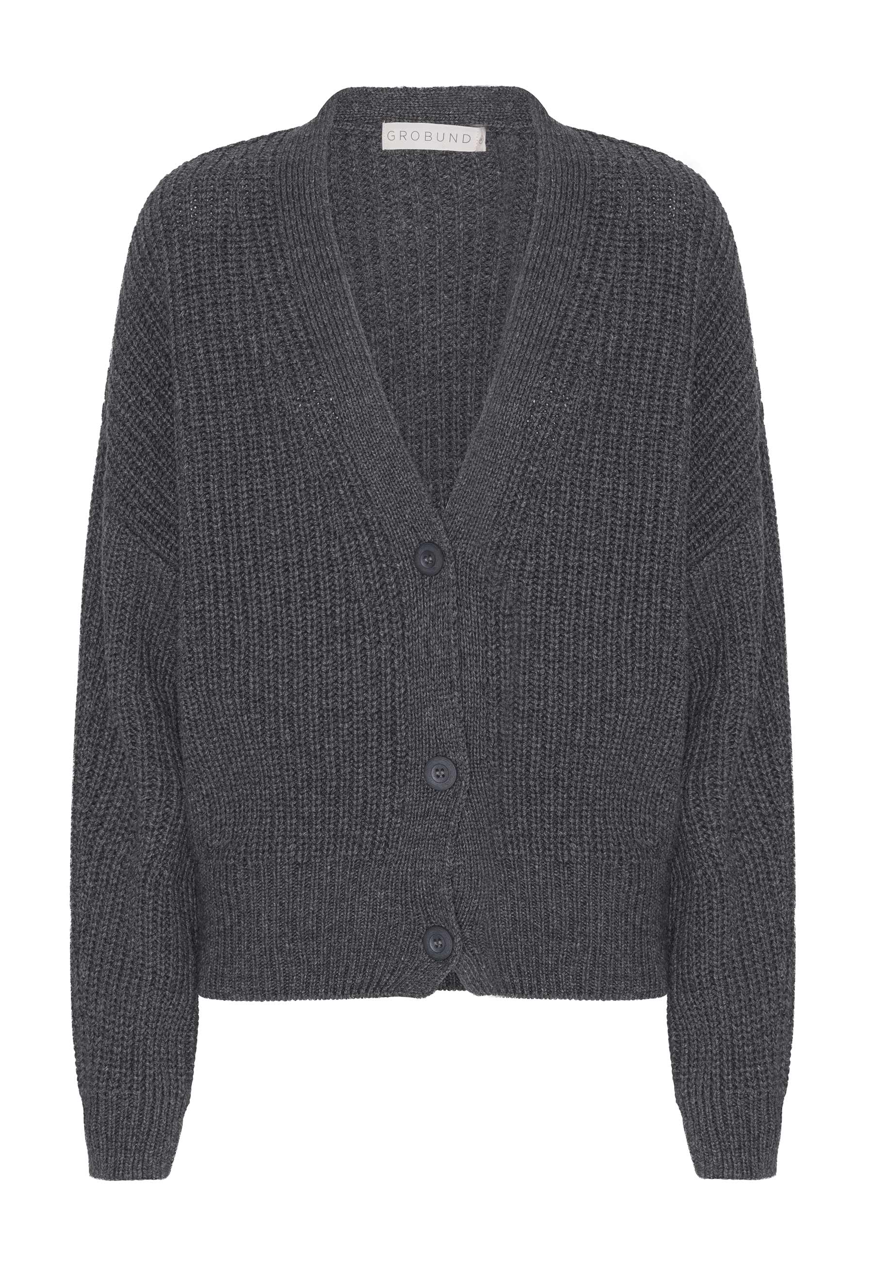 GROBUND Julie Strick-Cardigan - der aus grauer Wolle