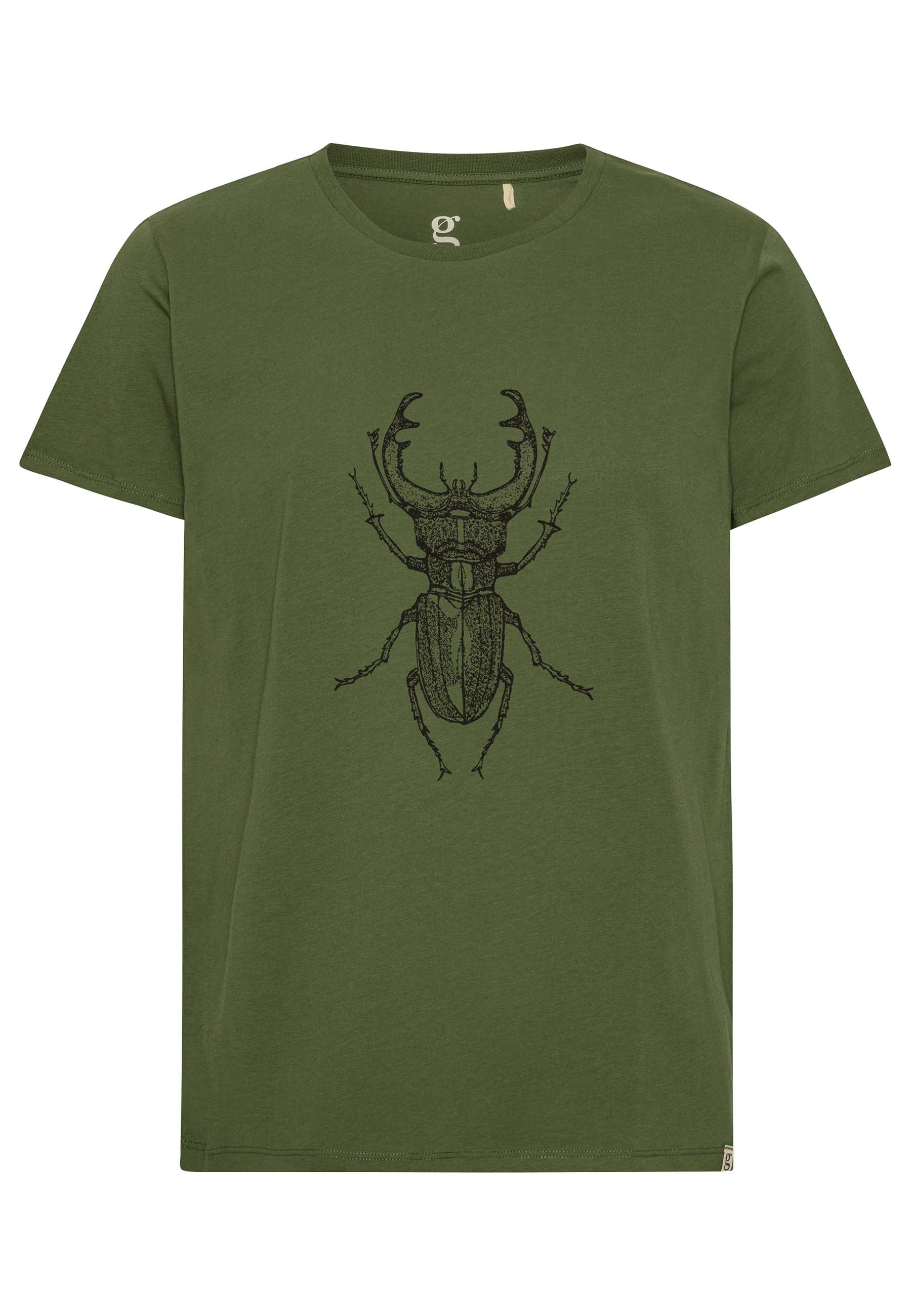 GROBUND Alfie Herren-T-Shirt – das moosgrüne mit Hirschkäfer