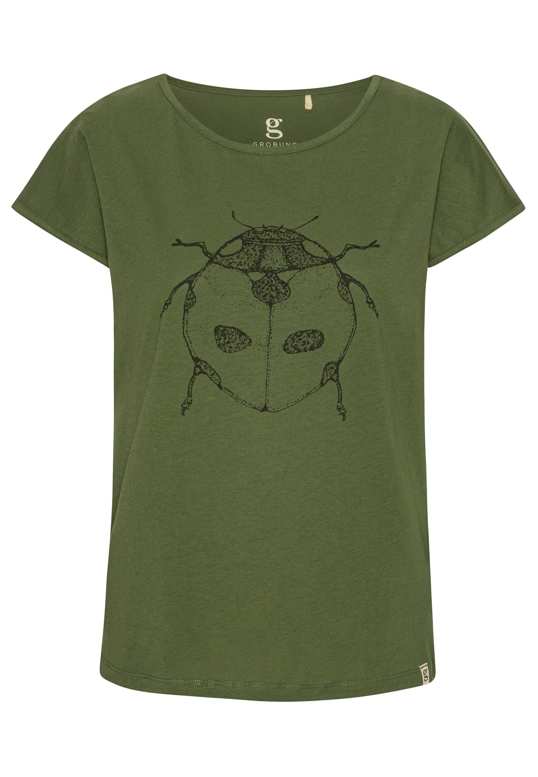 GROBUND Anna T-Shirt – die moosgrüne mit Marienkäfer