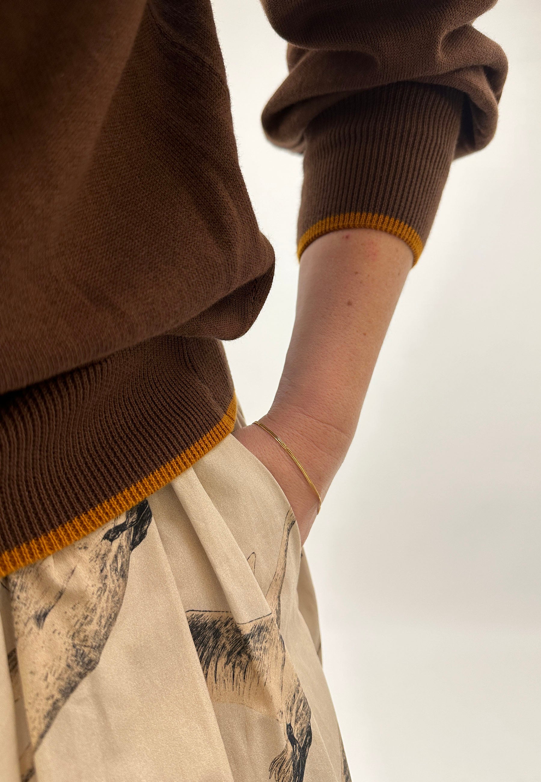 GROBUND Ingeborg Strickpullover – der in Braun mit Kontrastrand
