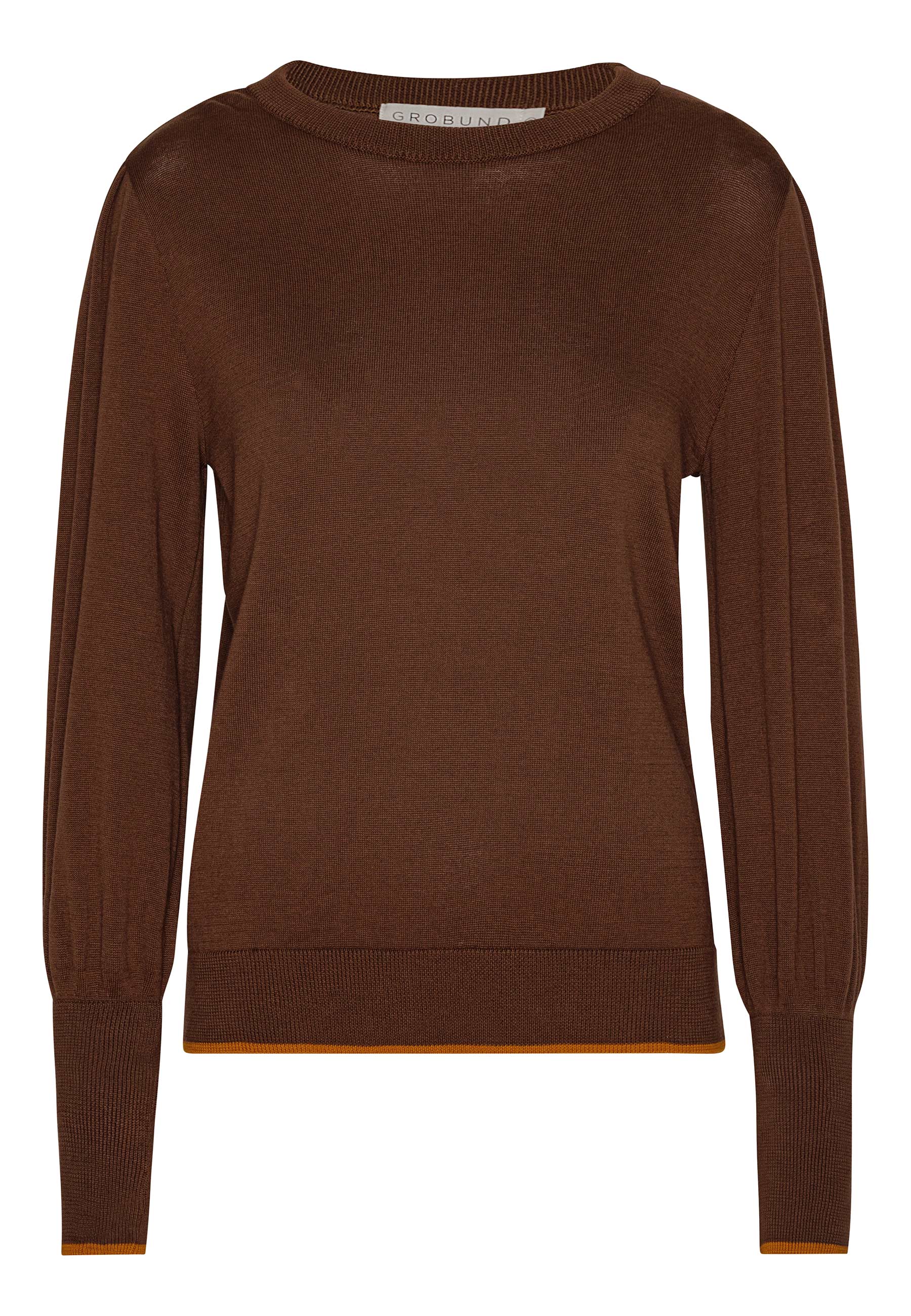 GROBUND Ingeborg Strickpullover – der in Braun mit Kontrastrand