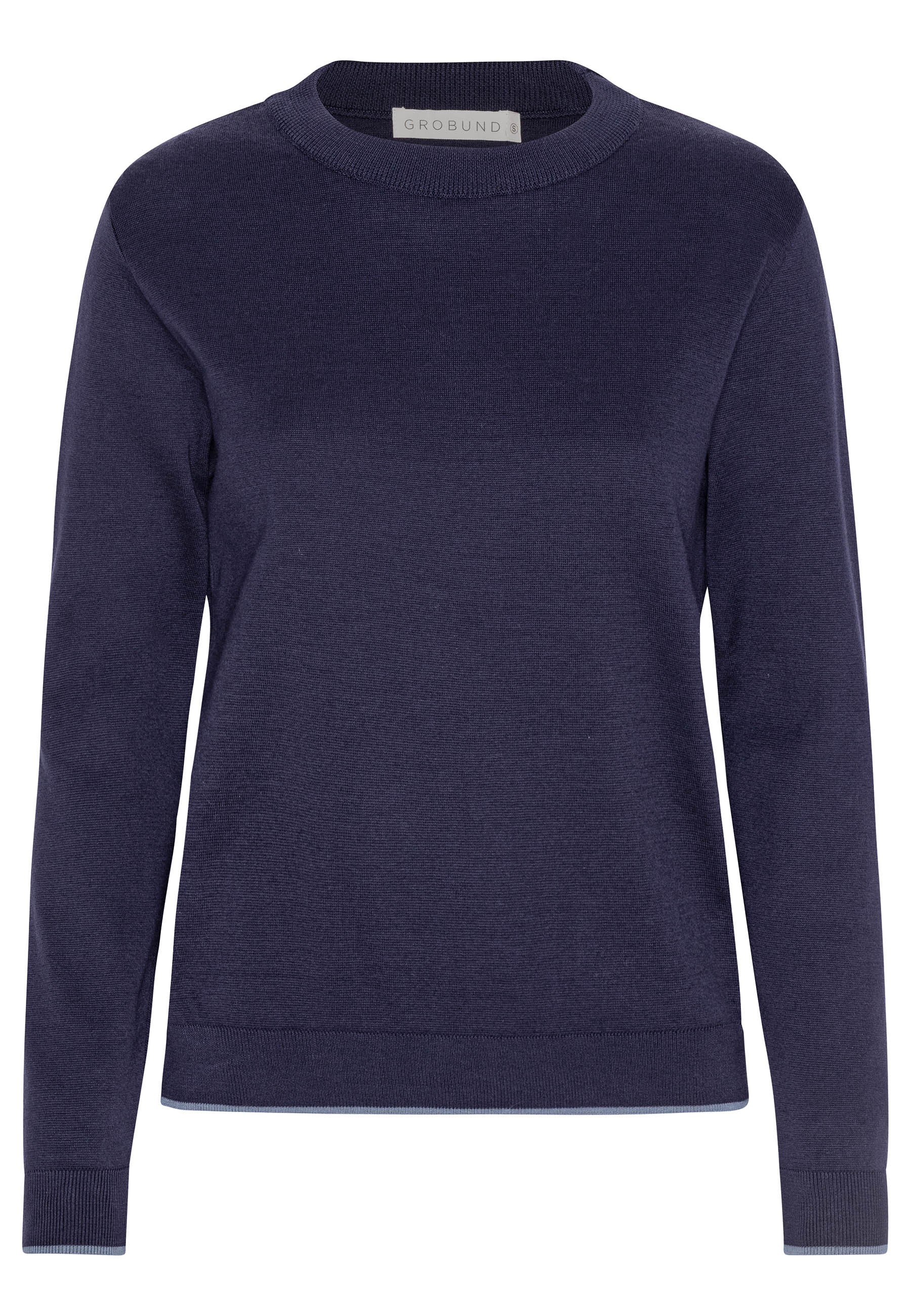 GROBUND Marie Strickbluse - die dunkelblaue mit Kontrastkante