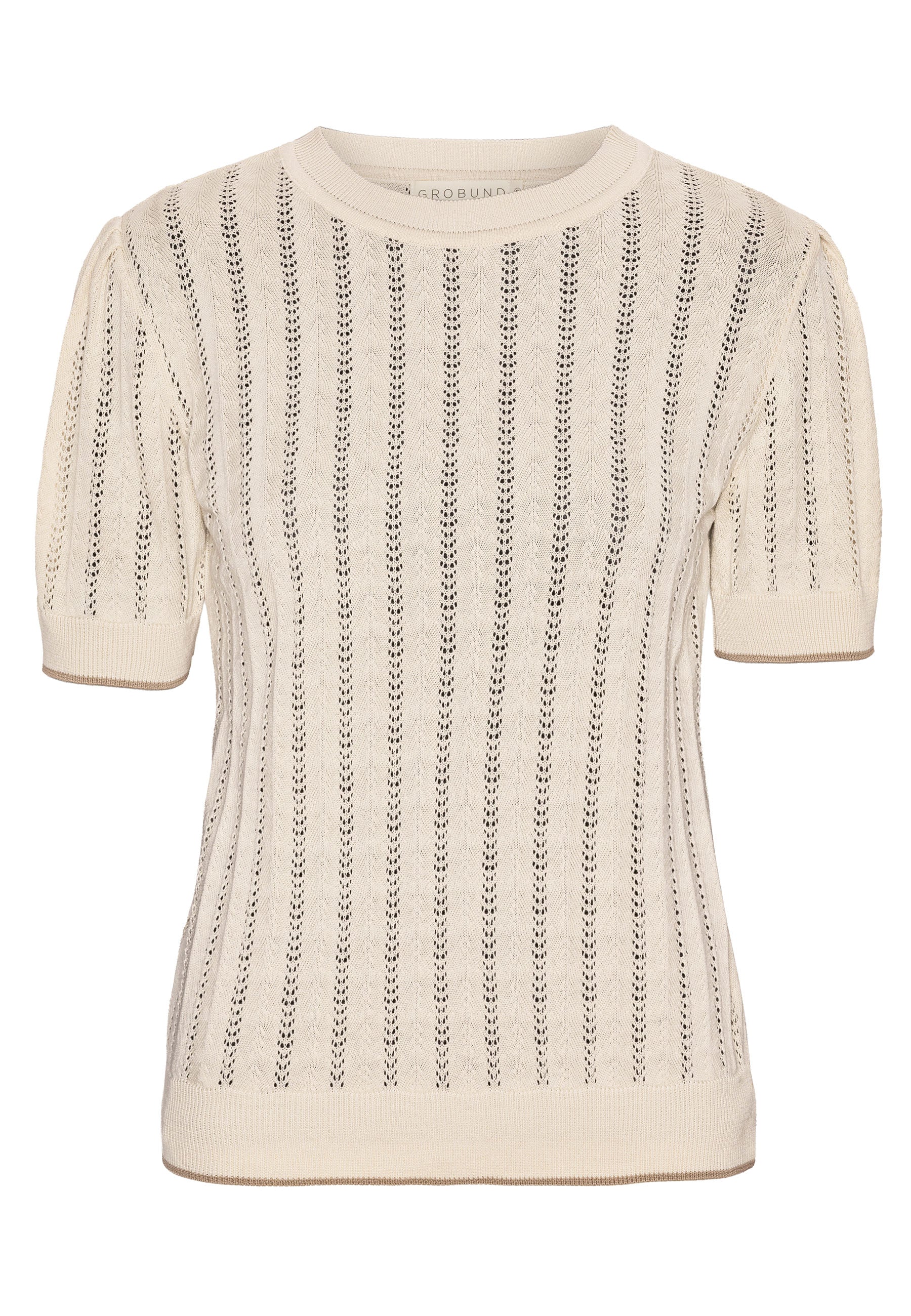 GROBUND Almine T-Shirt – die beige mit Kontrastrand