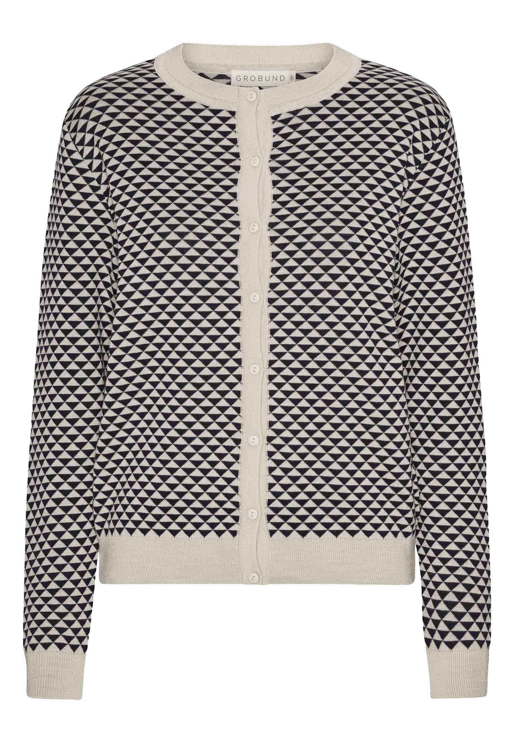GROBUND Augusta Strick-Cardigan – die mit blauen Dreiecken