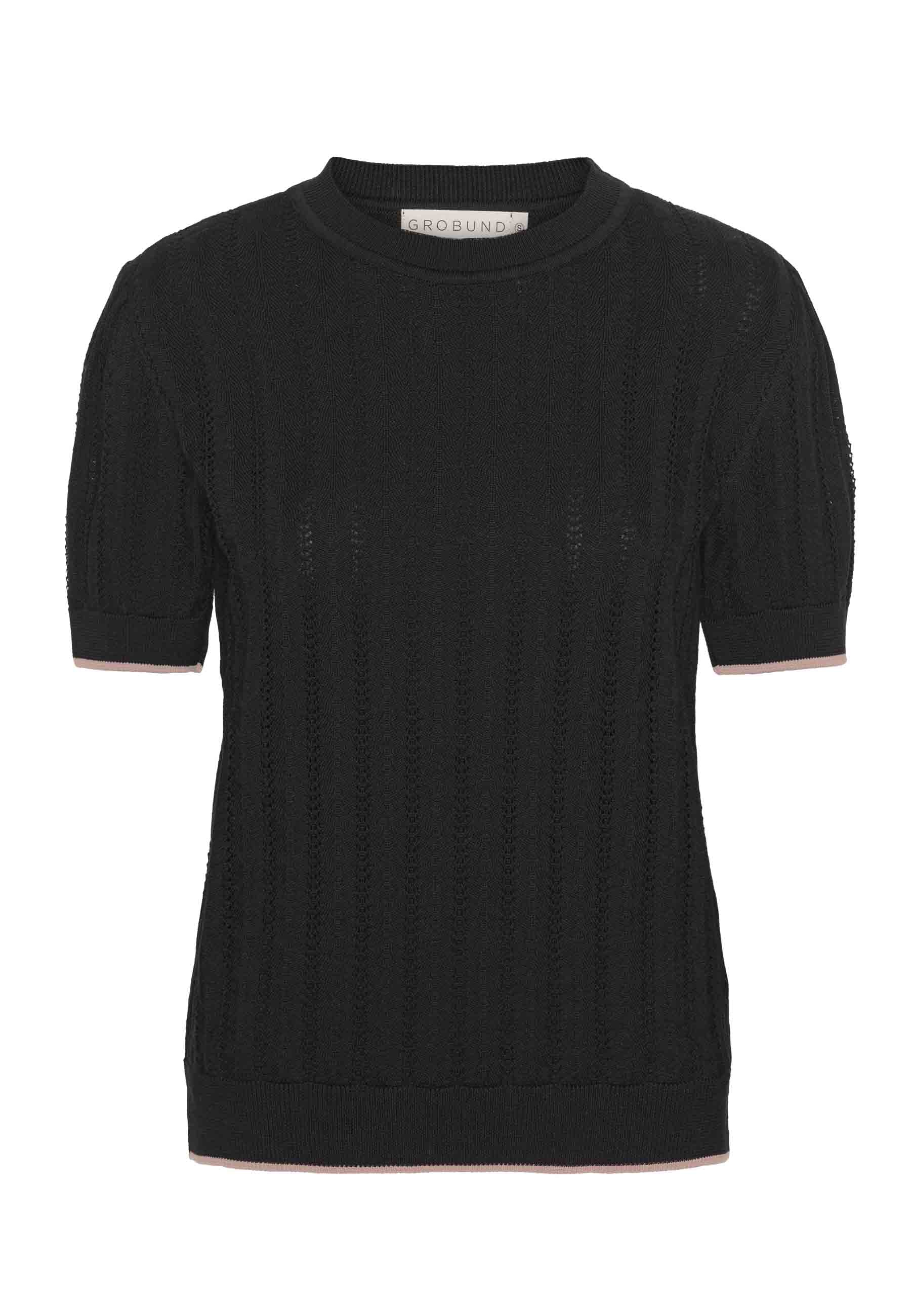 GROBUND Almine T-Shirt – die schwarze mit sandfarbenem Kontrast