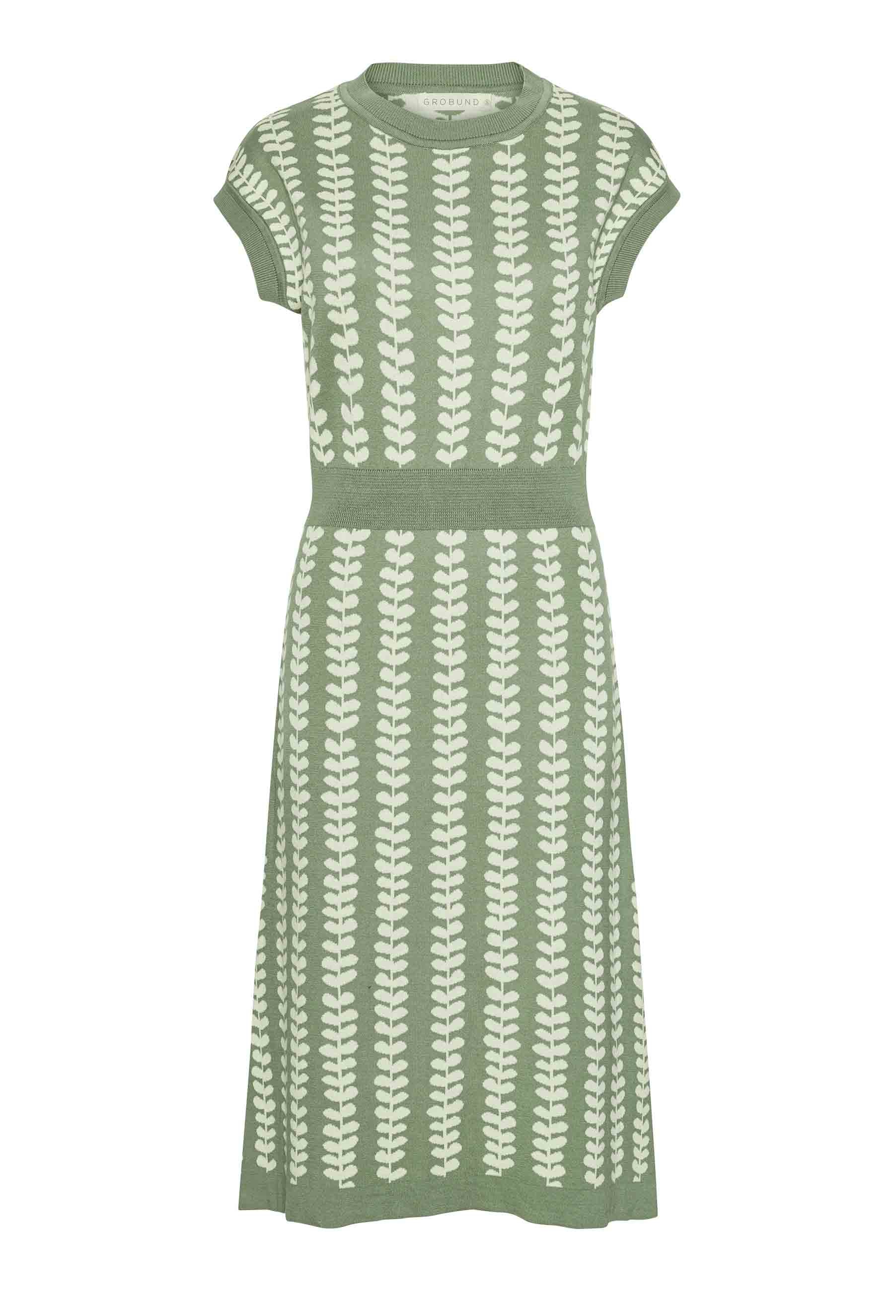 GROBUND Alma Kleid – das salbeigrüne mit Blättern