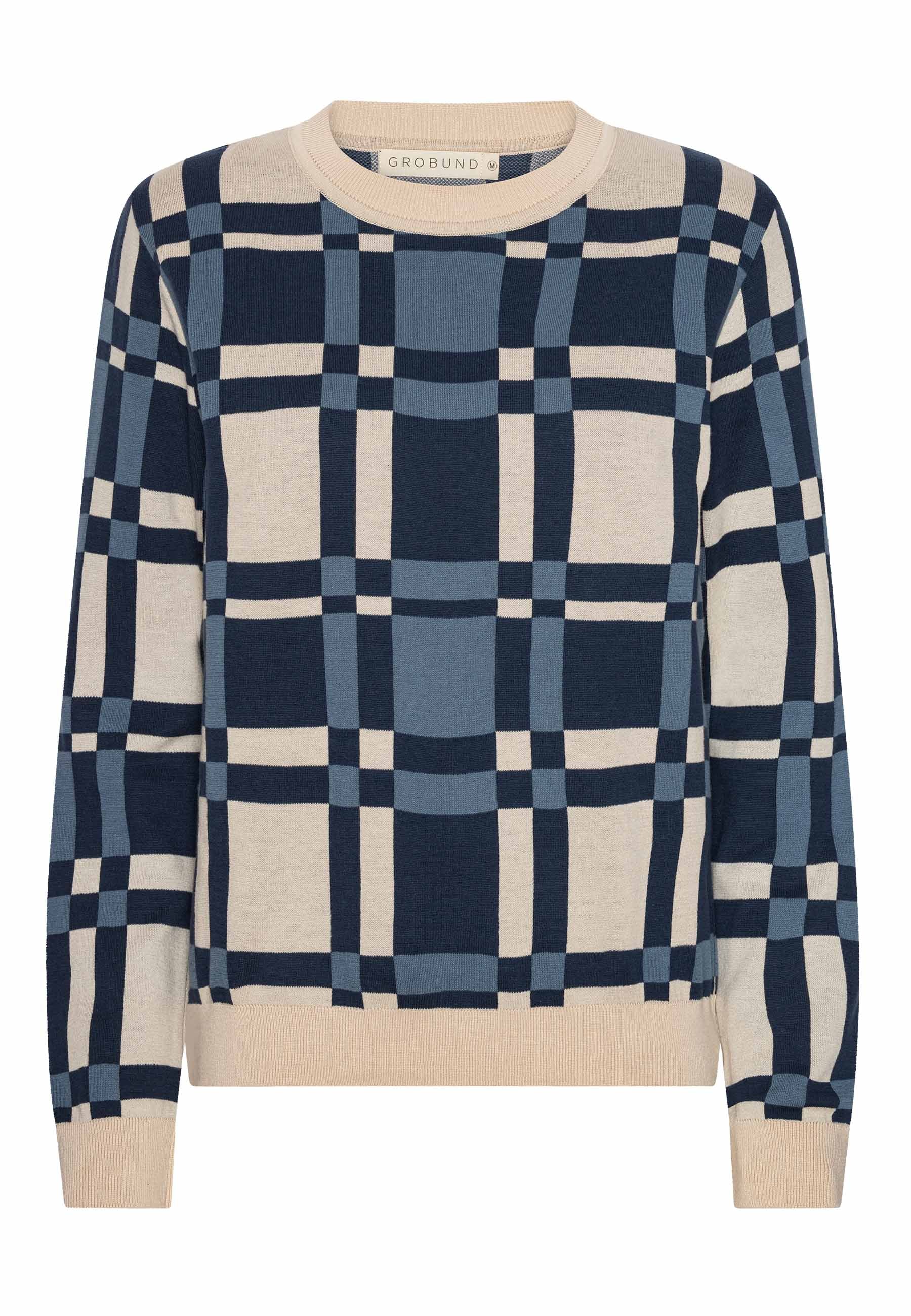 GROBUND Frida Strickpullover – der mit dem blauen Karomuster