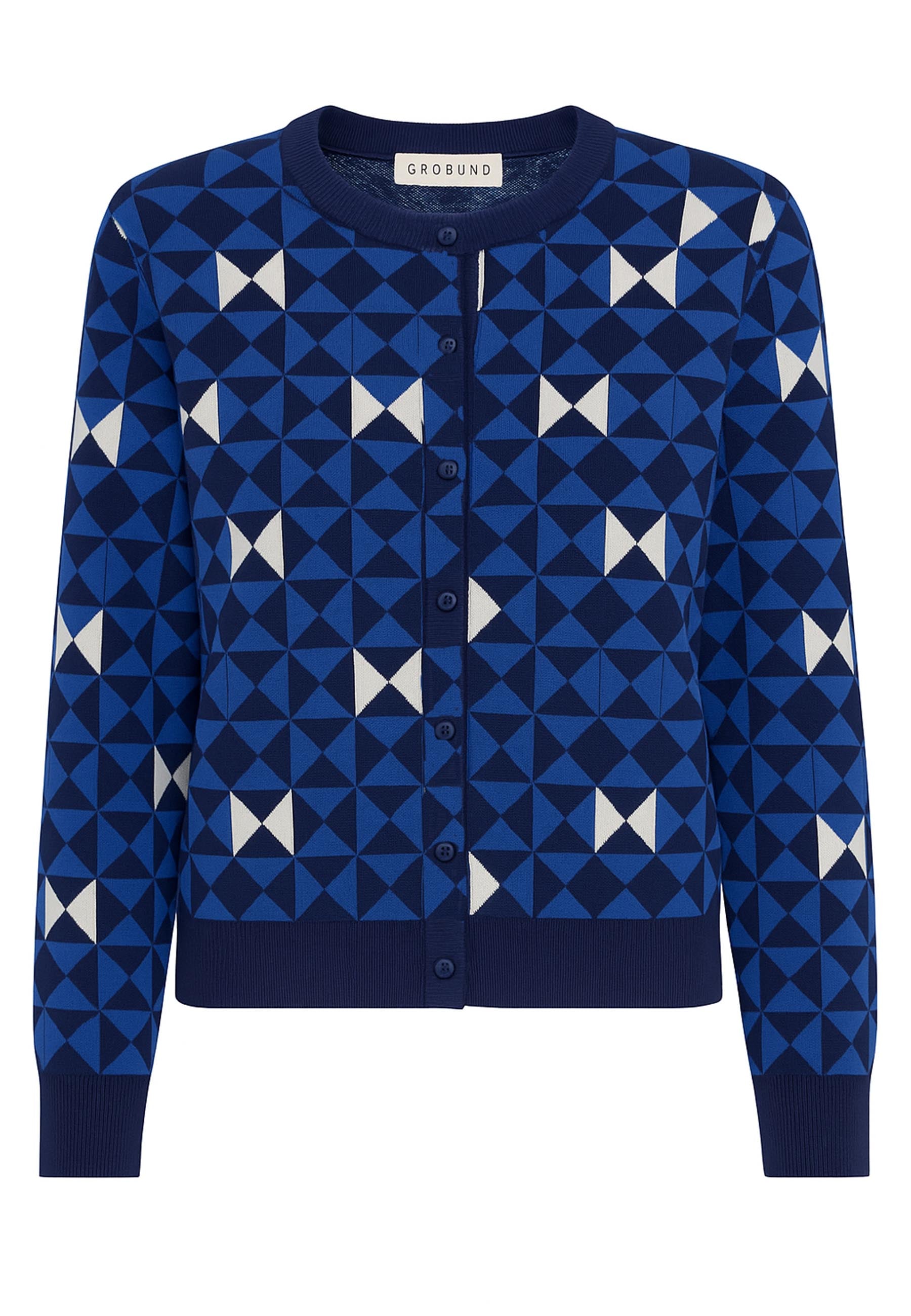 GROBUND Lydia Strickjacke - Bow Quilt Blue