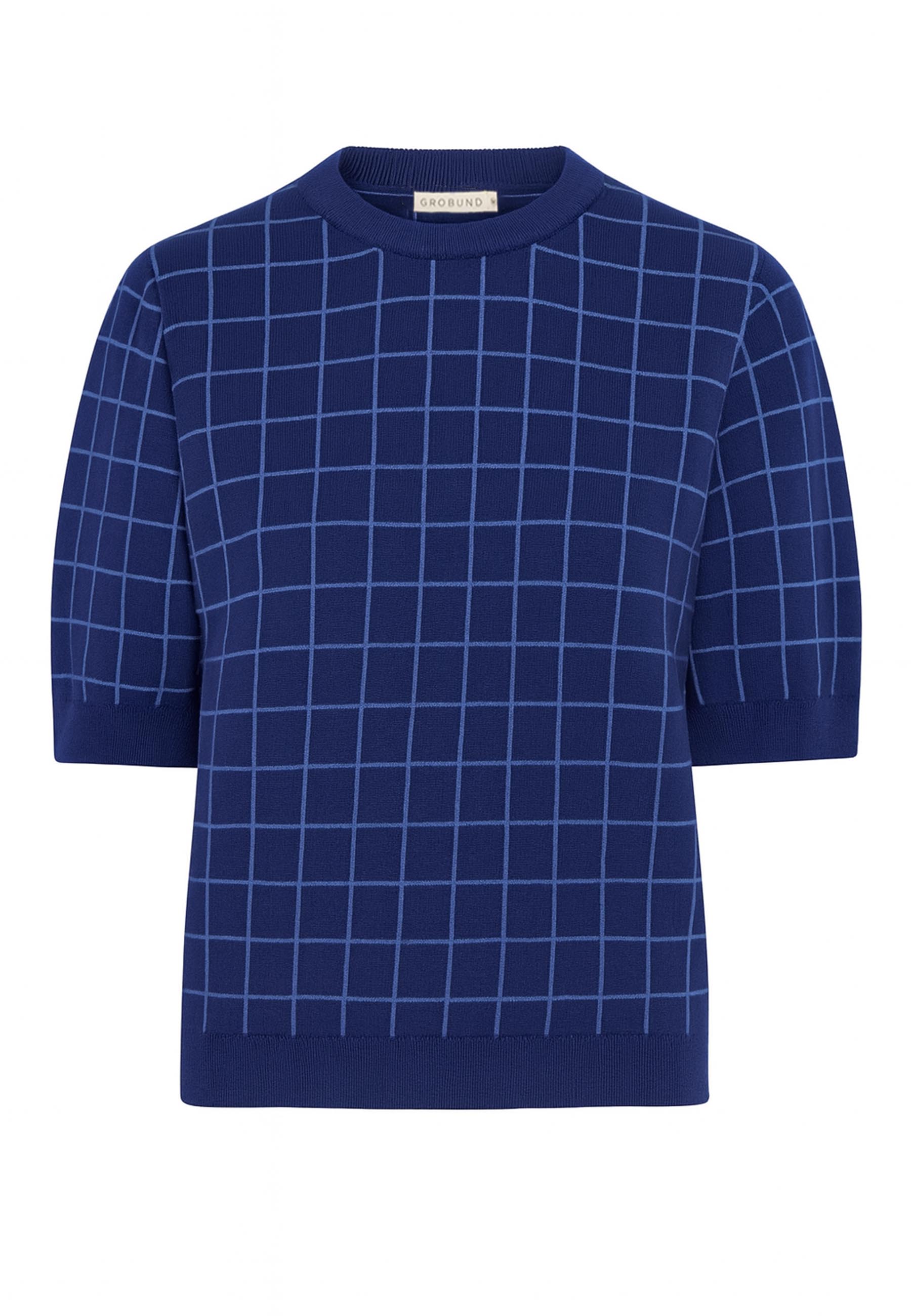 GROBUND Alva T-Shirt – mit navyblauem Gittermuster