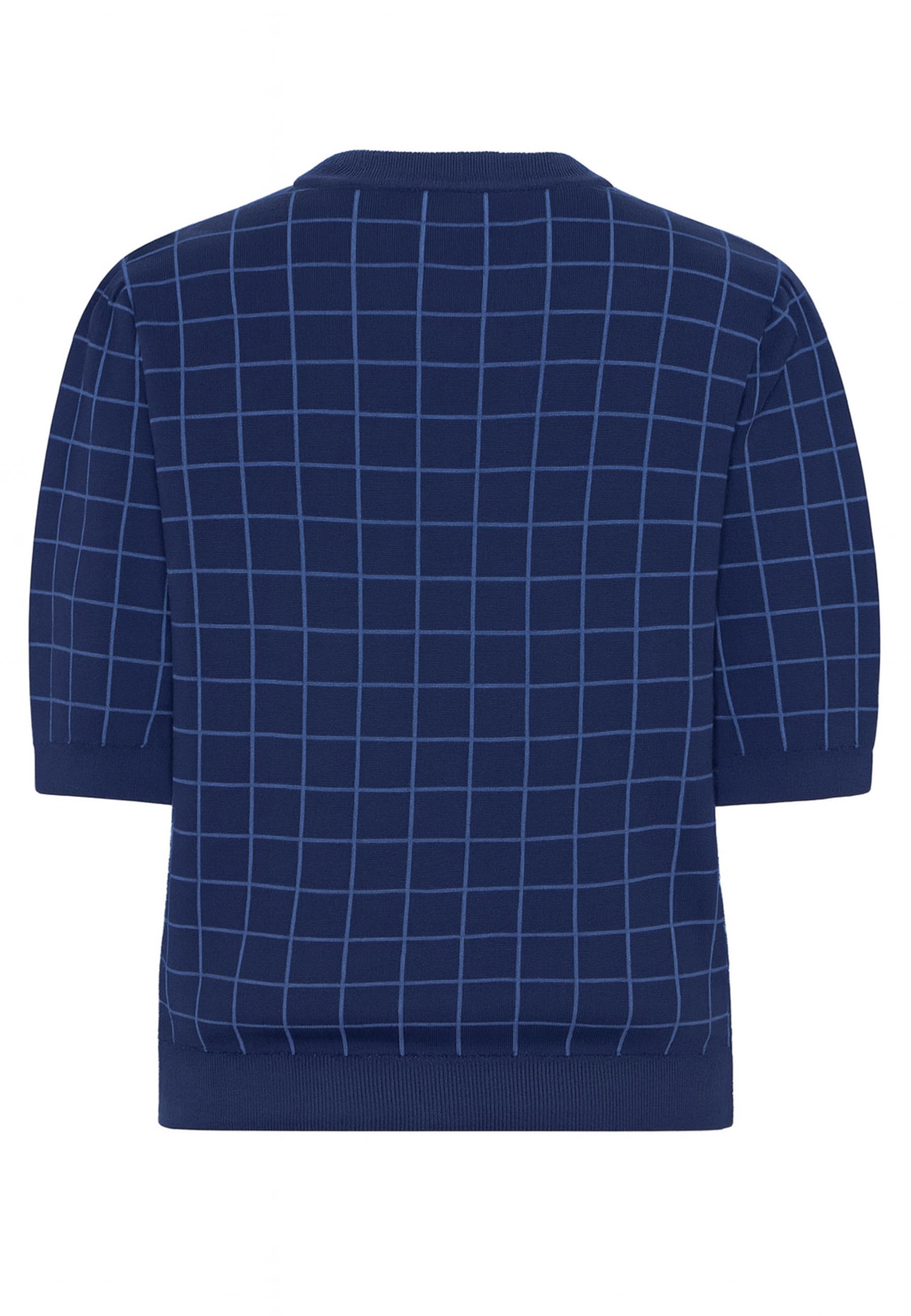 GROBUND Alva T-Shirt – mit navyblauem Gittermuster