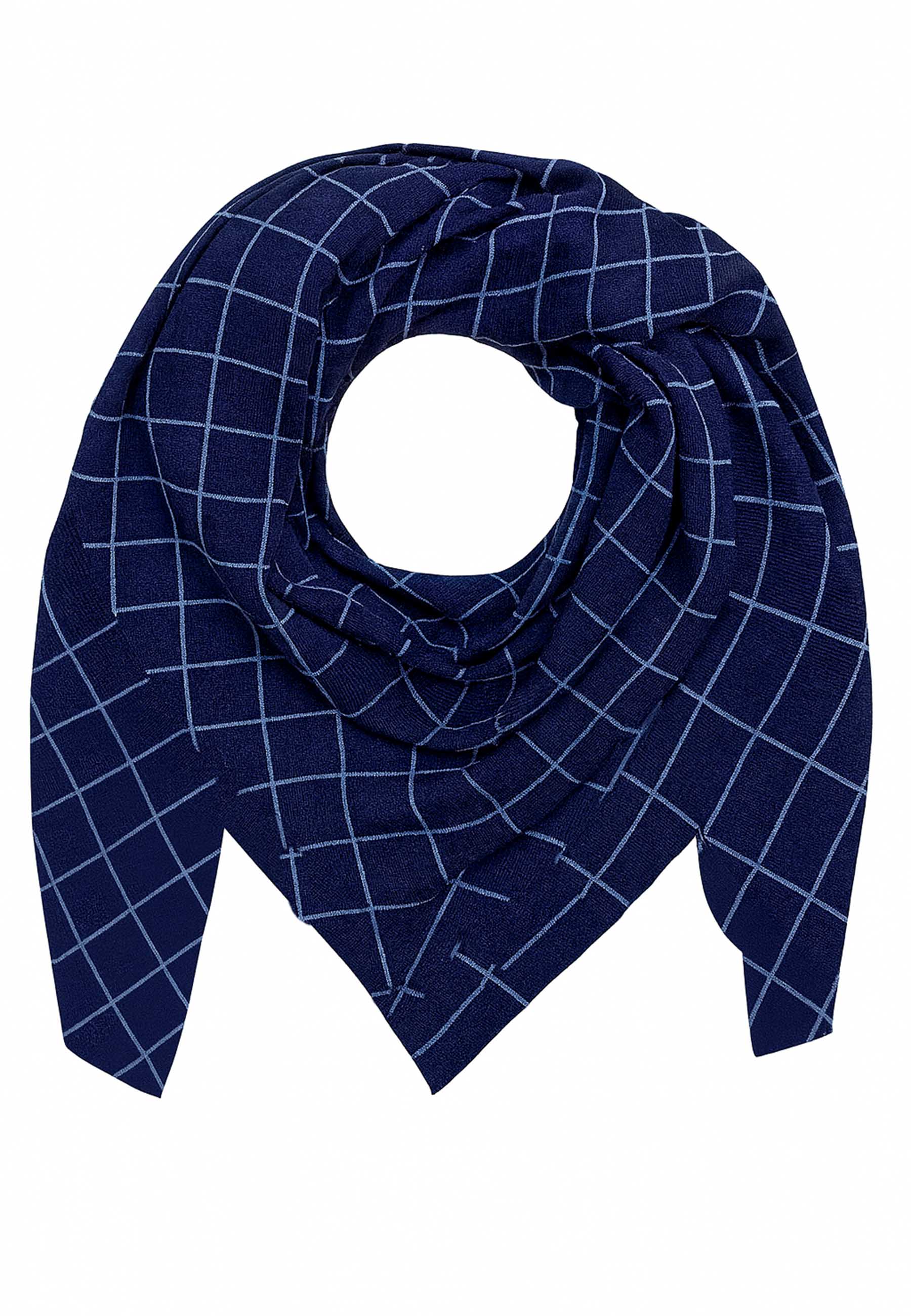 GROBUND Lotte Strickschal – mit marineblauem Gittermuster