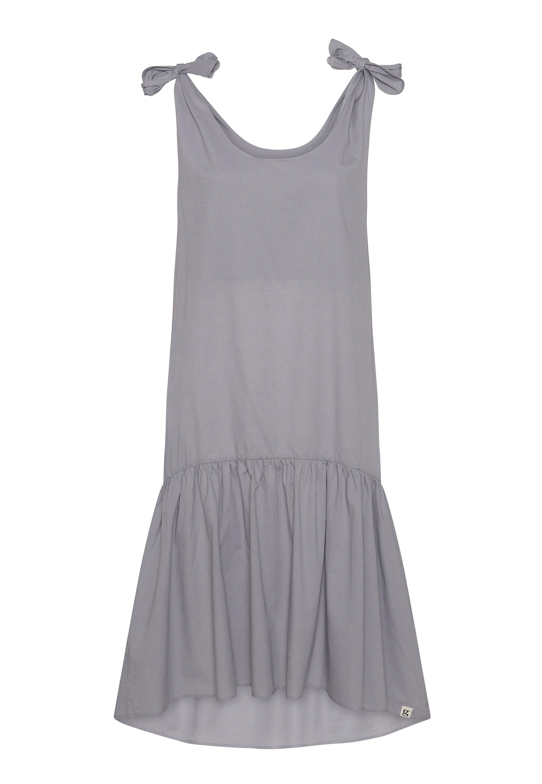 GROBUND Dagmar Kleid - das Bohème-Kleid mit Schleifen in Himmelgrau