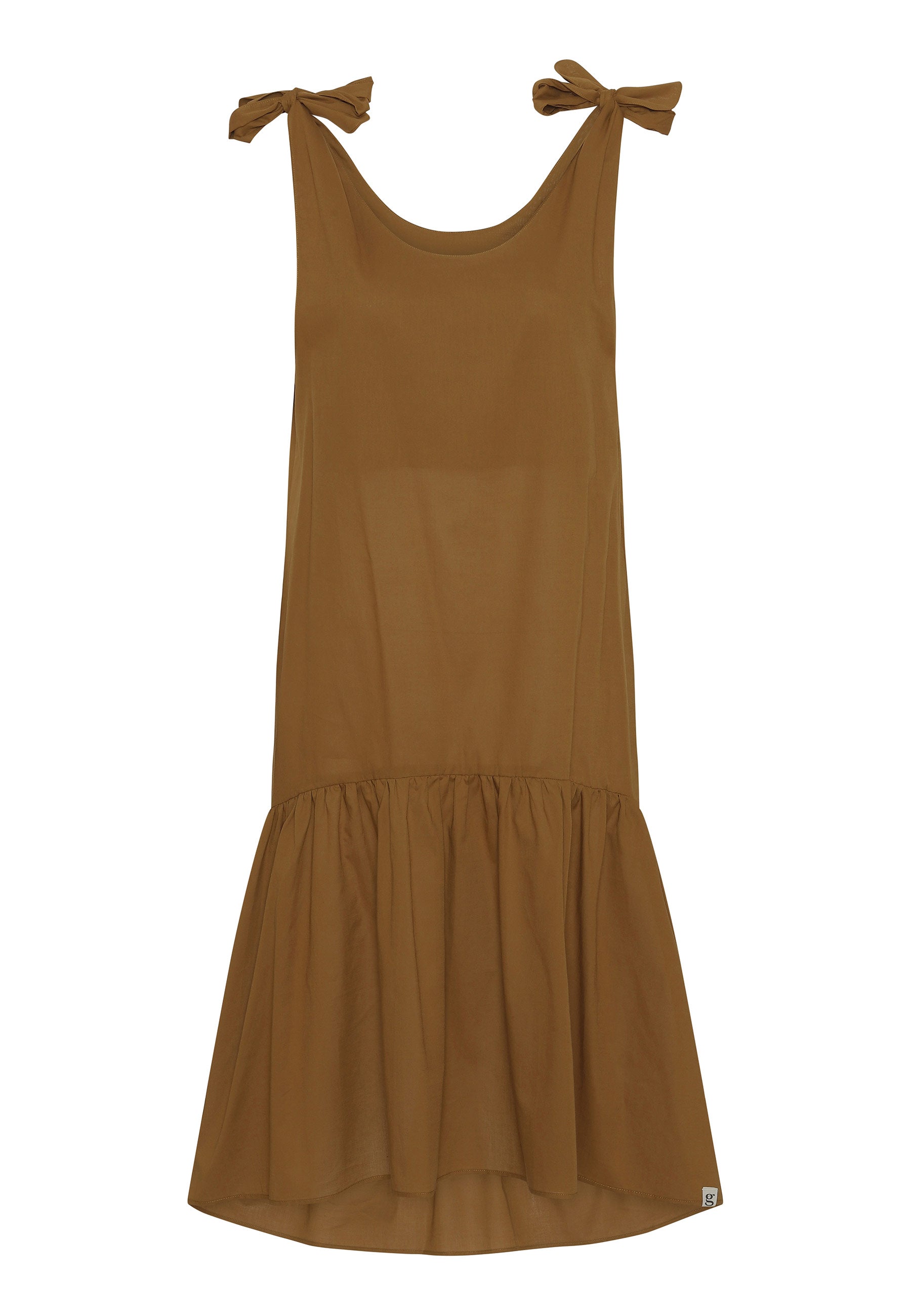 GROBUND Dagmar Kleid - das Bohème mit Schleifen in Zimt