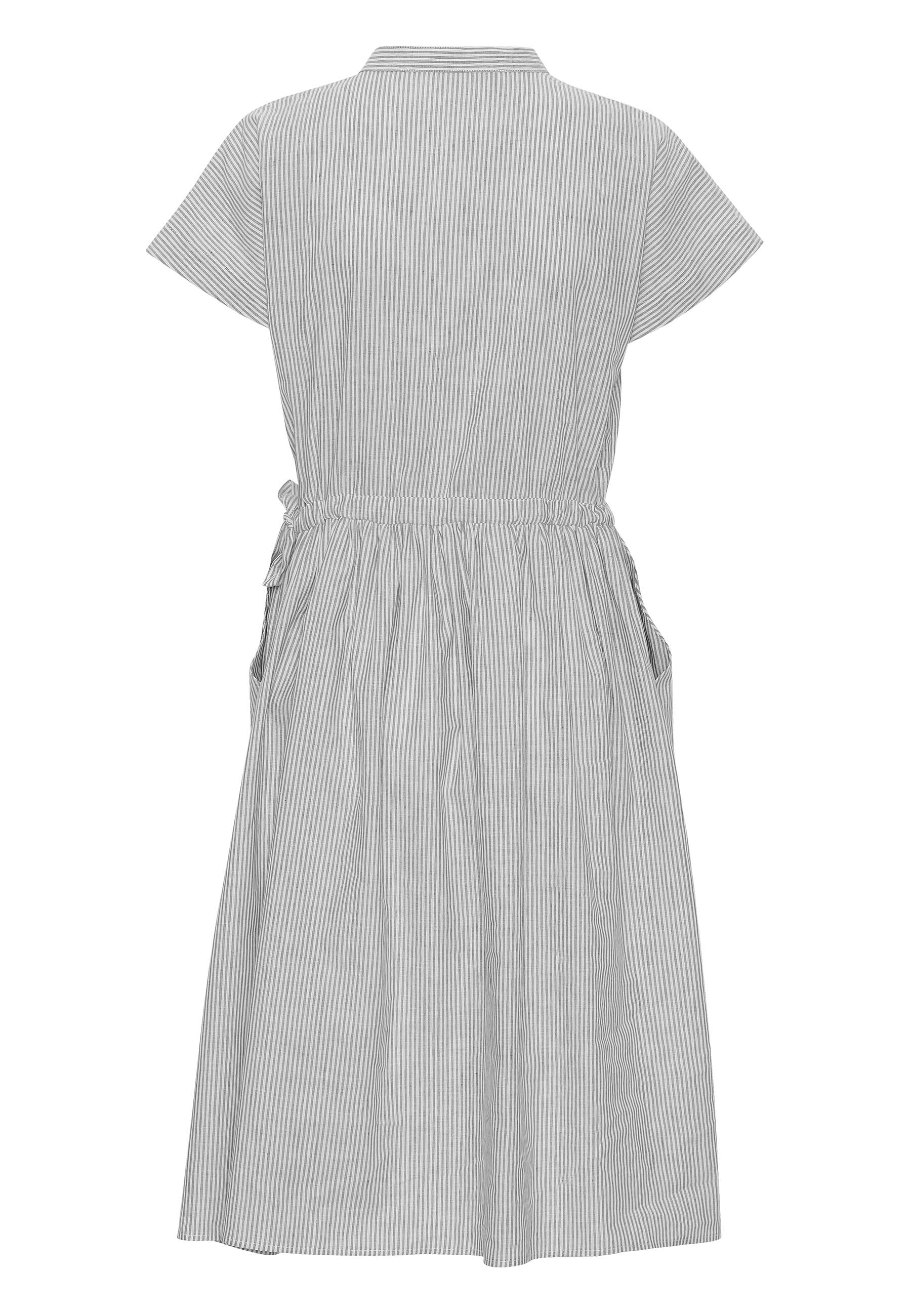 GROBUND Vigga Kleid - mit Knöpfen und Streifen aus Leinen und Baumwolle