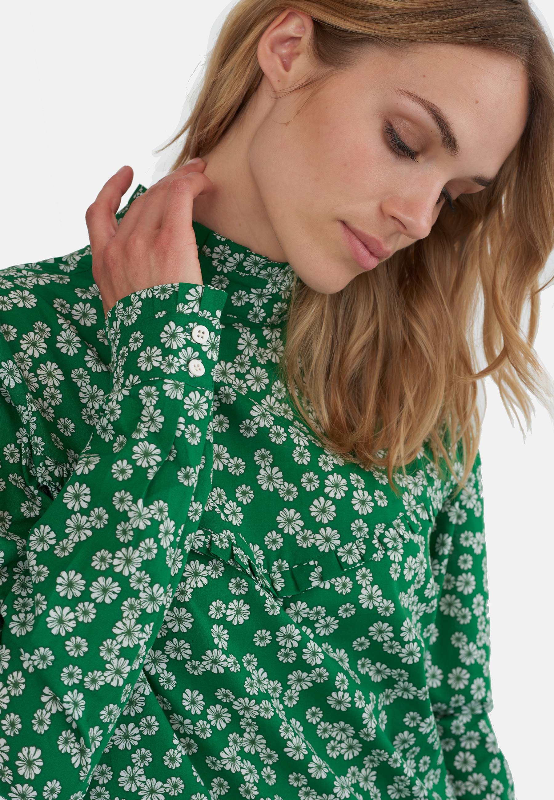 GROBUND Ellen Bluse - die mit Stehkragen und Blumen
