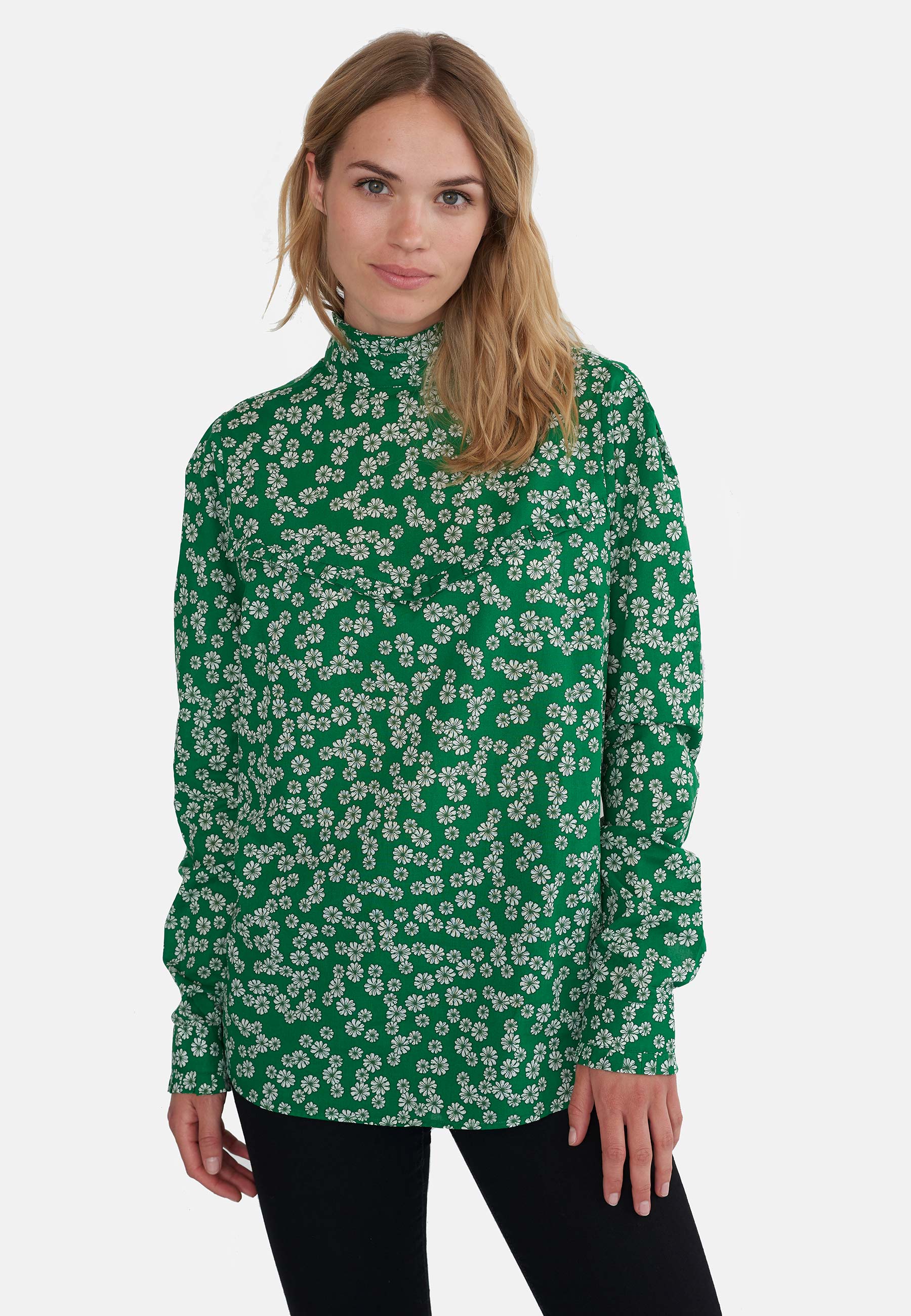 GROBUND Ellen Bluse - die mit Stehkragen und Blumen