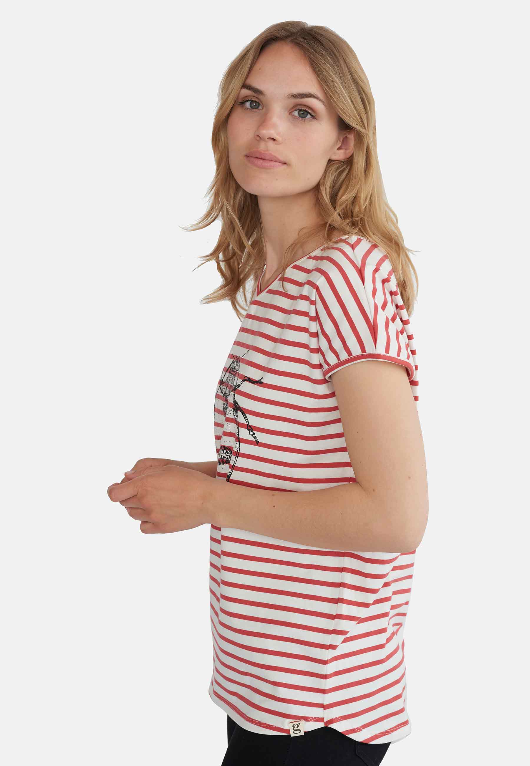 GROBUND Mille T-Shirt – das mit den johannisbeerroten Streifen