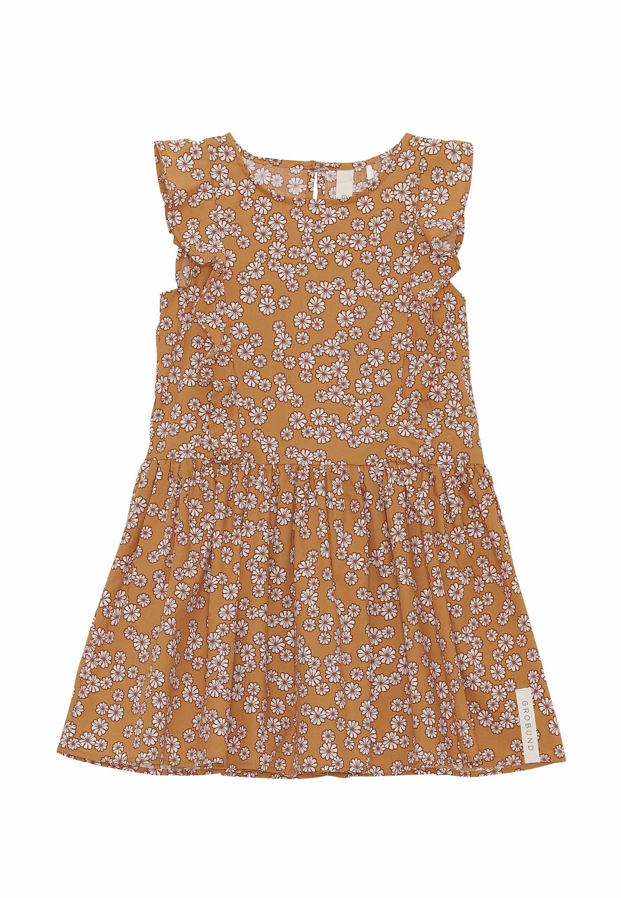 GROBUND Caroline-Kleid Mini - das in Kurkuma mit Blumen