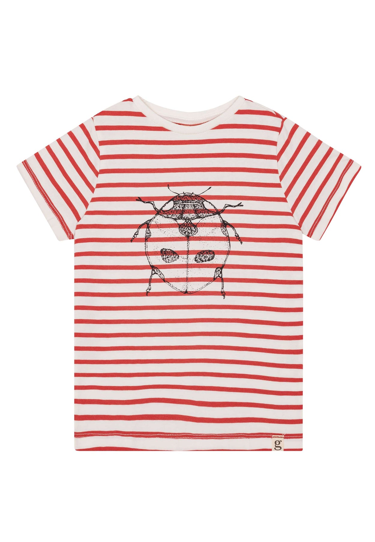 GROBUND Chris T-Shirt mini – die mit den johannisbeerroten Streifen und Marienkäfer