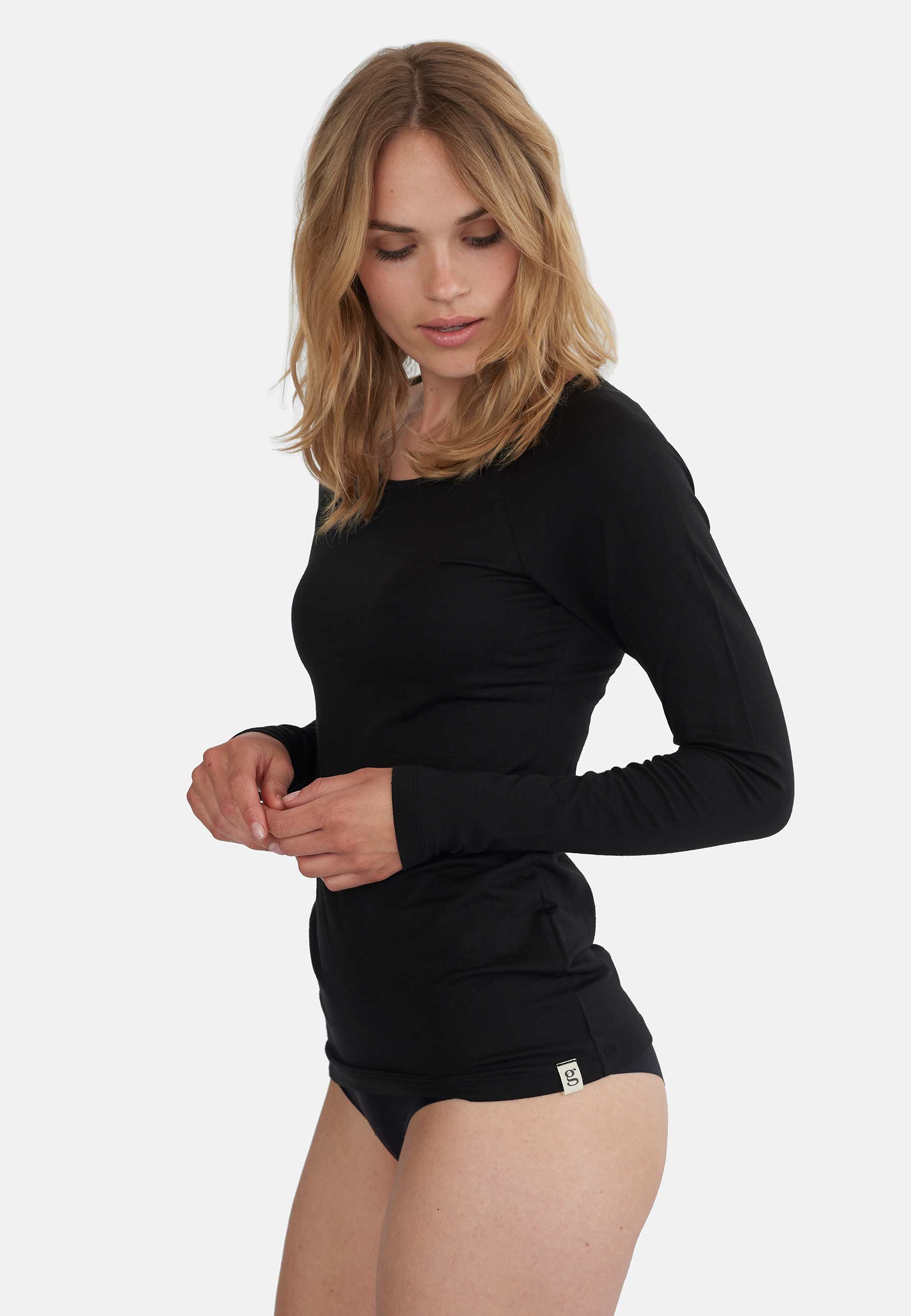 GROBUND Solvej Bluse – die schwarze aus Tencel