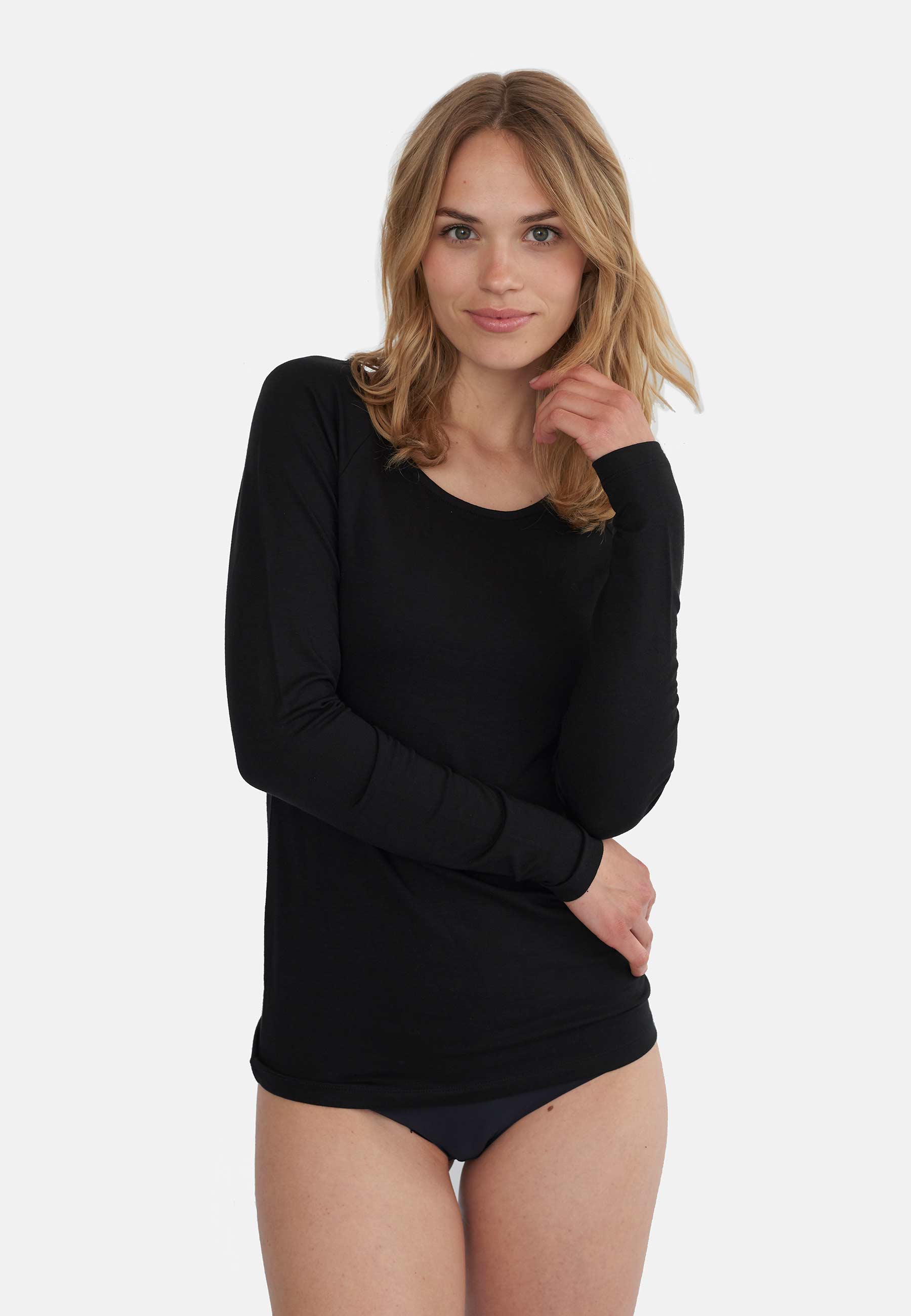 GROBUND Solvej Bluse – die schwarze aus Tencel
