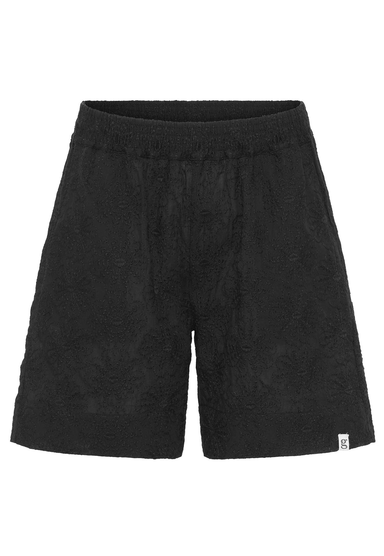 GROBUND Naomi Shorts – in Schwarz mit Blumenstickerei