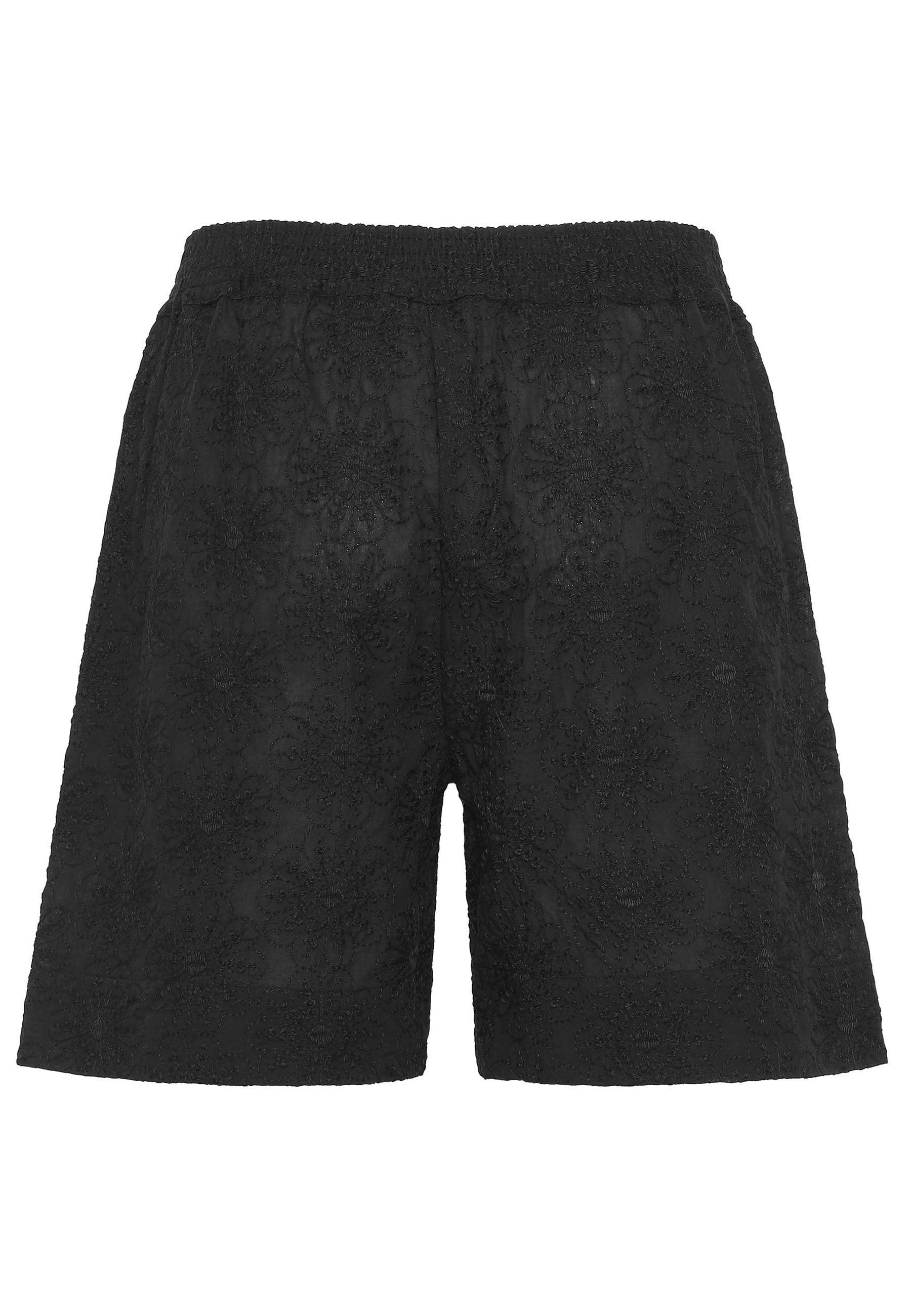 GROBUND Naomi Shorts – in Schwarz mit Blumenstickerei