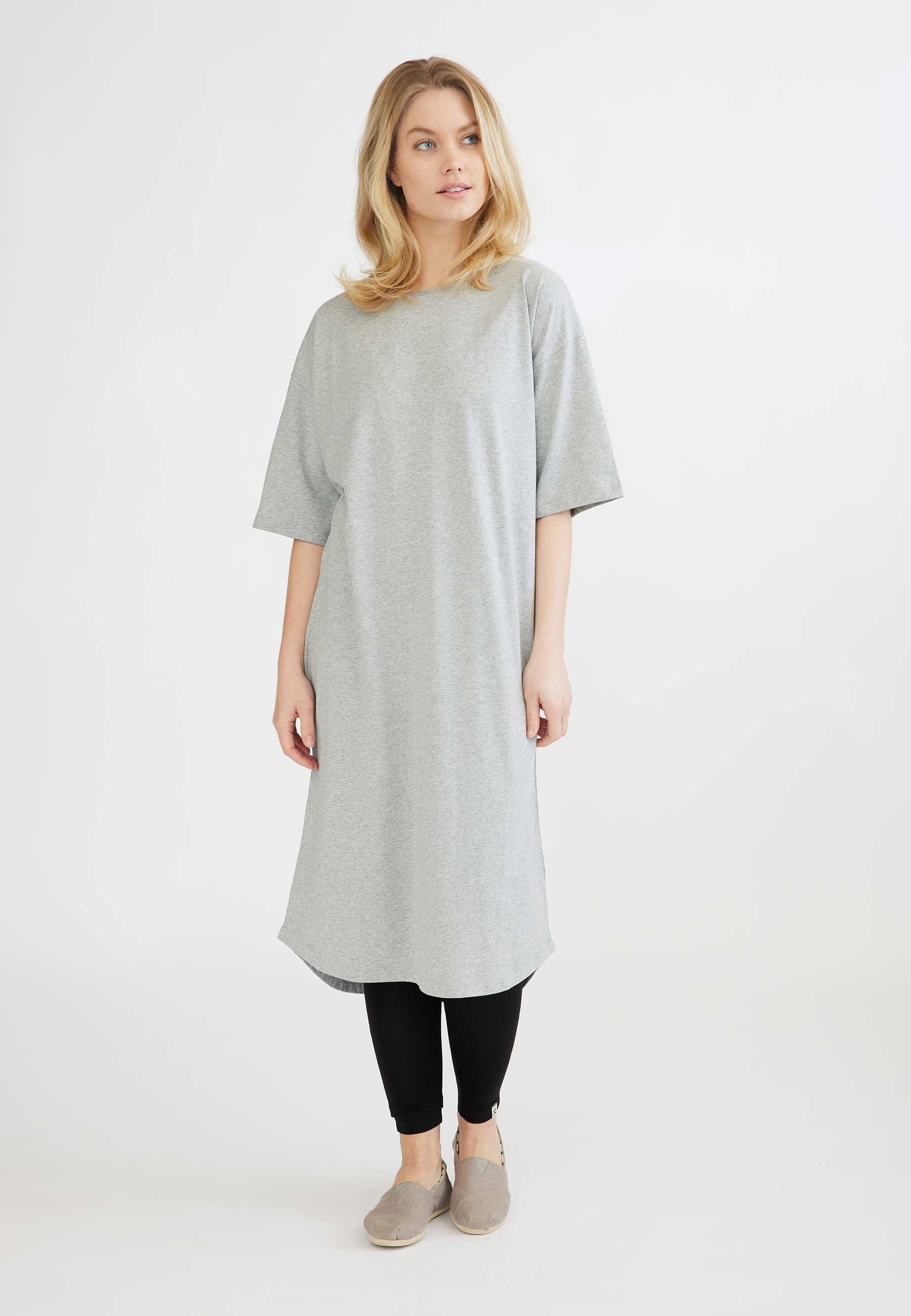 GROBUND Nora T-Shirtkleid – das in Grau meliert