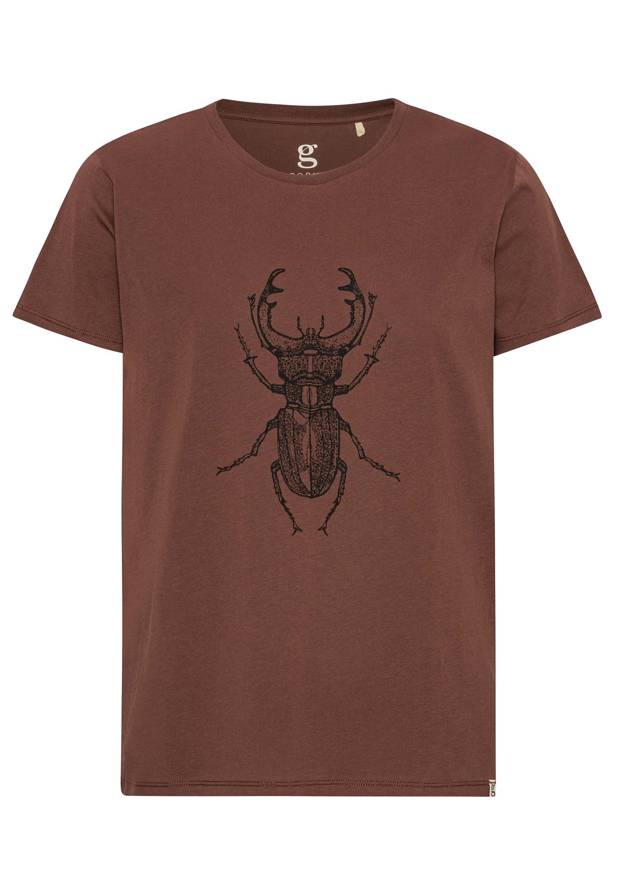 GROBUND Alfie T-Shirt – die schokoladenbraune mit Hirschkäfer