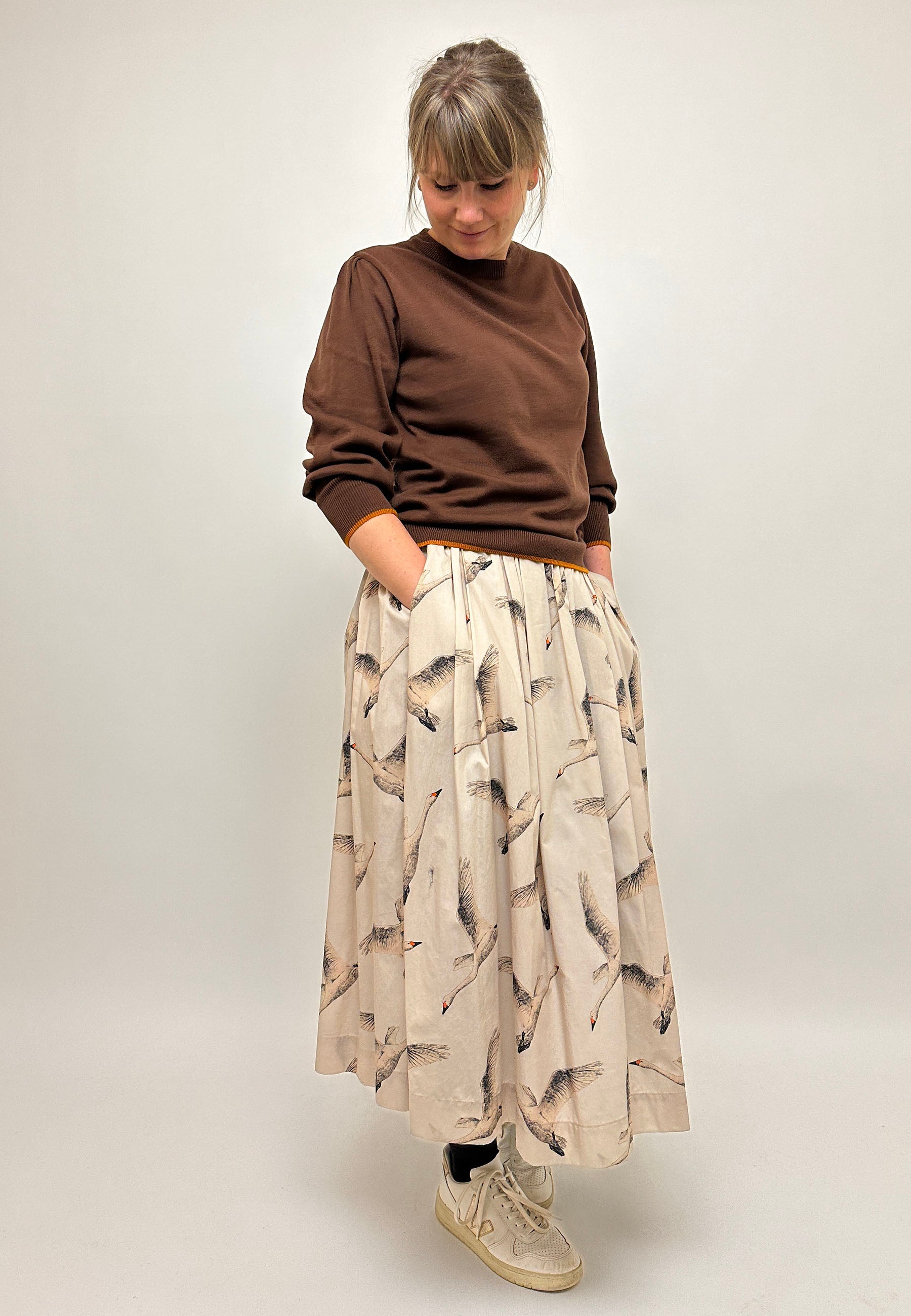 GROBUND Ingeborg Strickpullover – der in Braun mit Kontrastrand