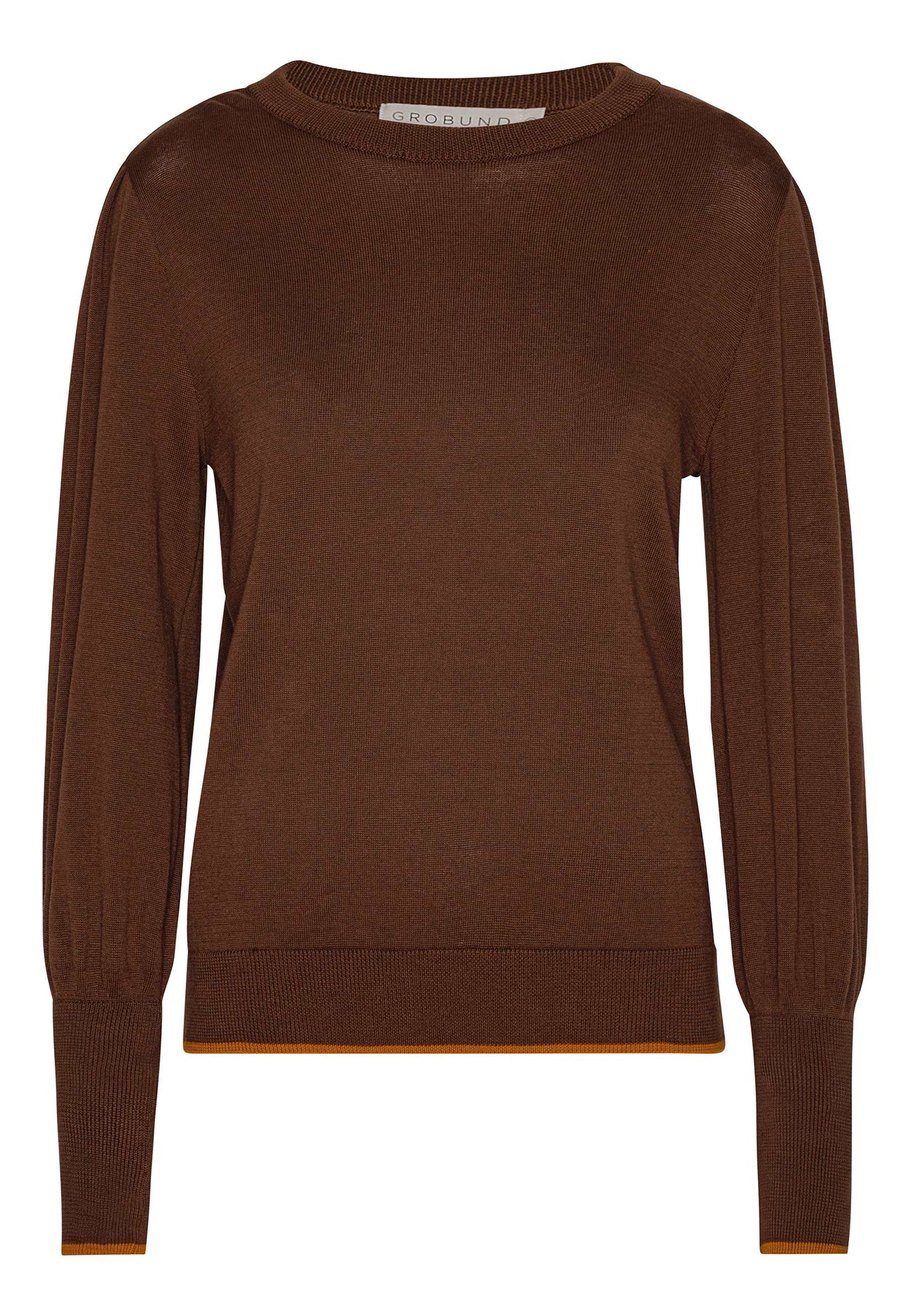 GROBUND Ingeborg Strickpullover – der in Braun mit Kontrastrand