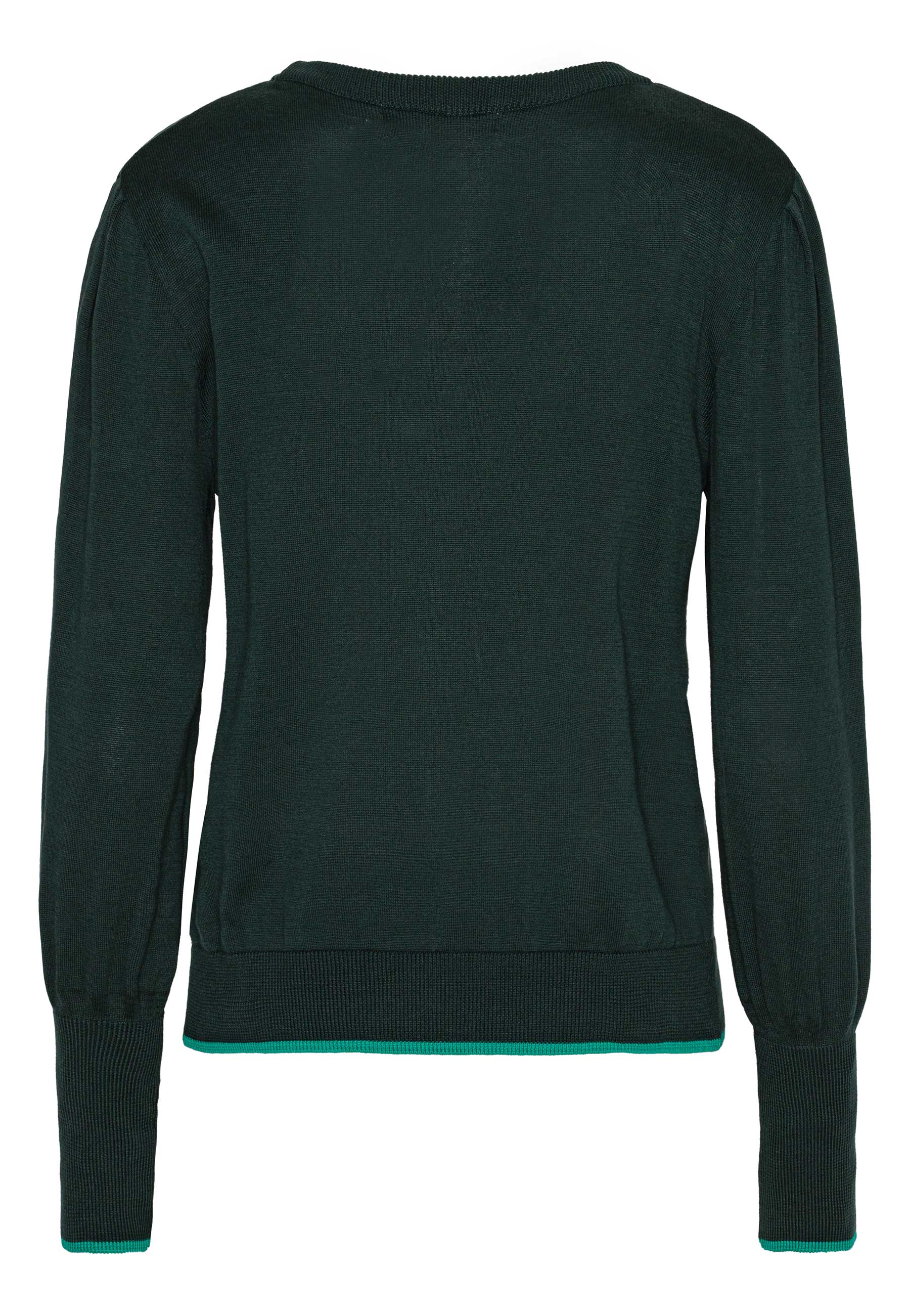 GROBUND Ingeborg Strickpullover – der dunkelgrüne mit Kontrastrand