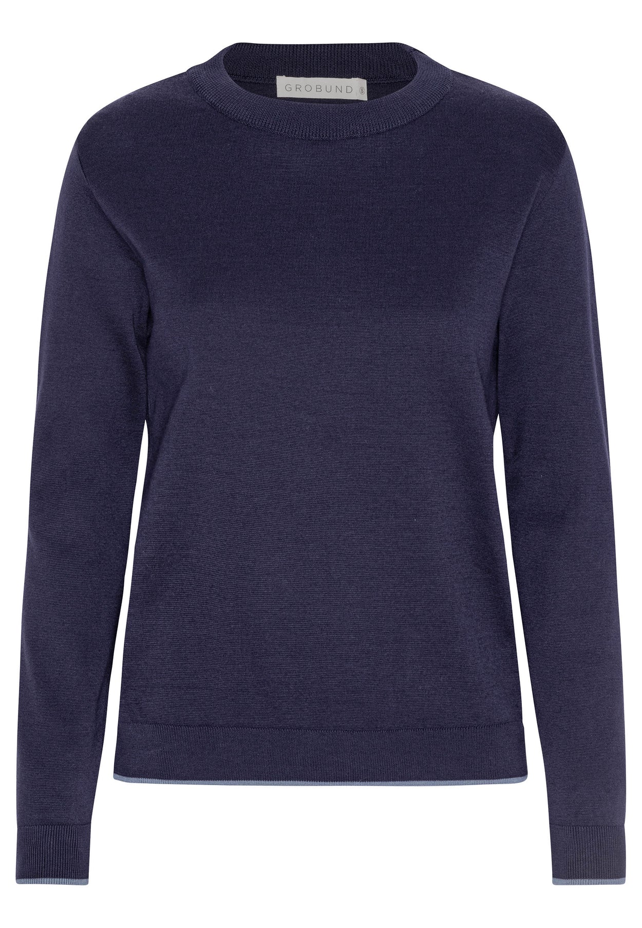GROBUND Marie Strickbluse - die dunkelblaue mit Kontrastkante