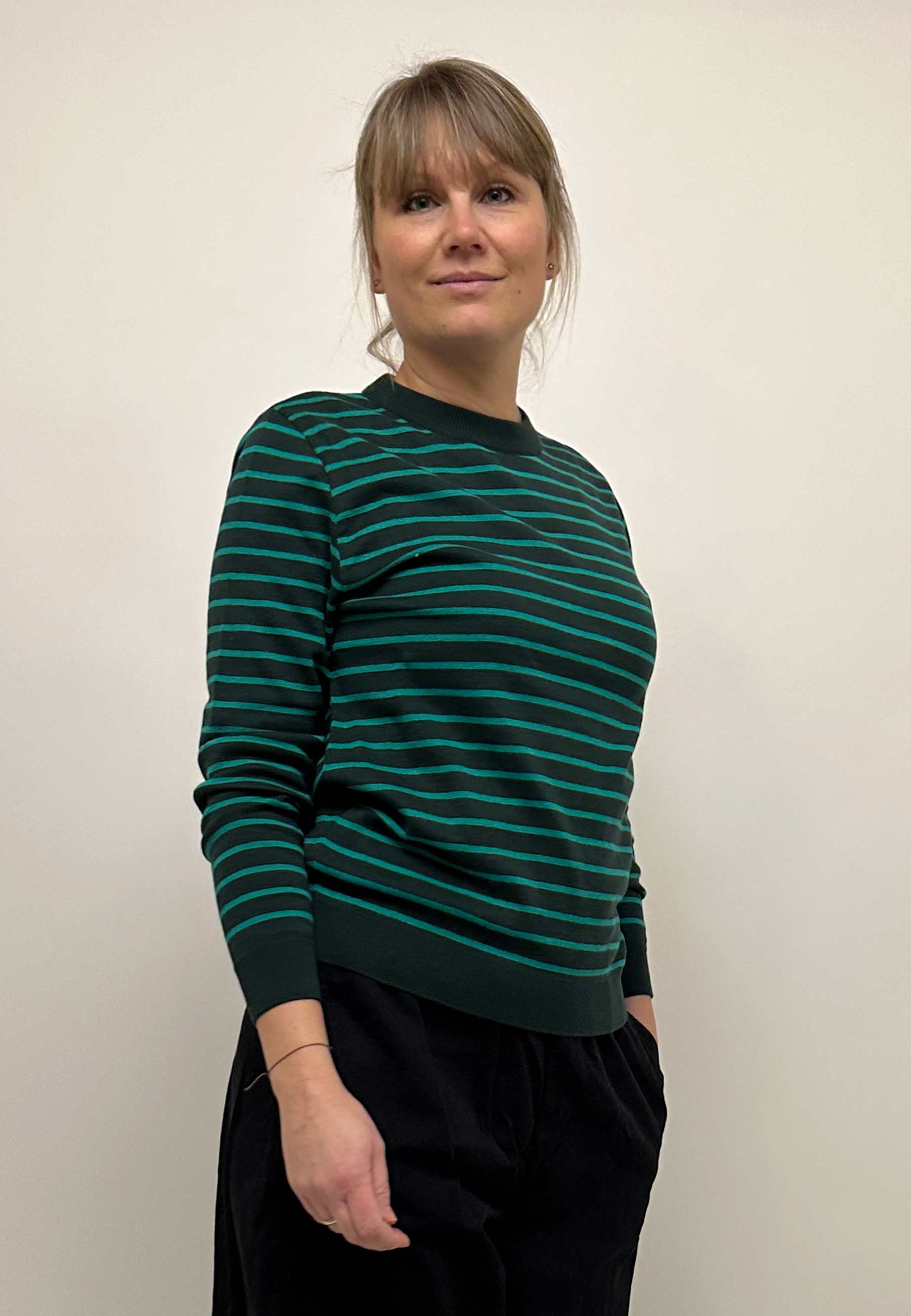 GROBUND Marie Strickbluse – die dunkelgrüne mit Streifen