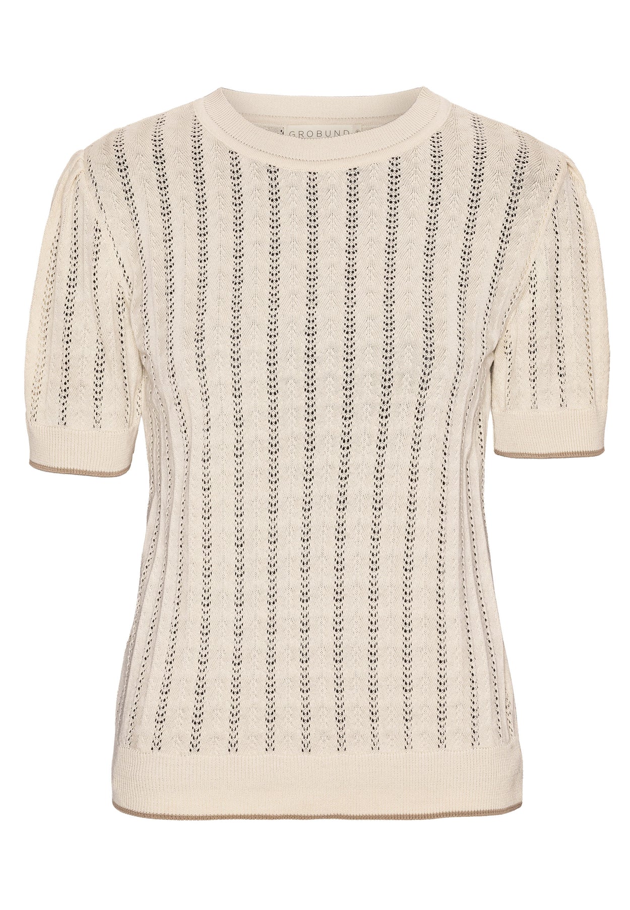 GROBUND Almine T-Shirt – die beige mit Kontrastrand