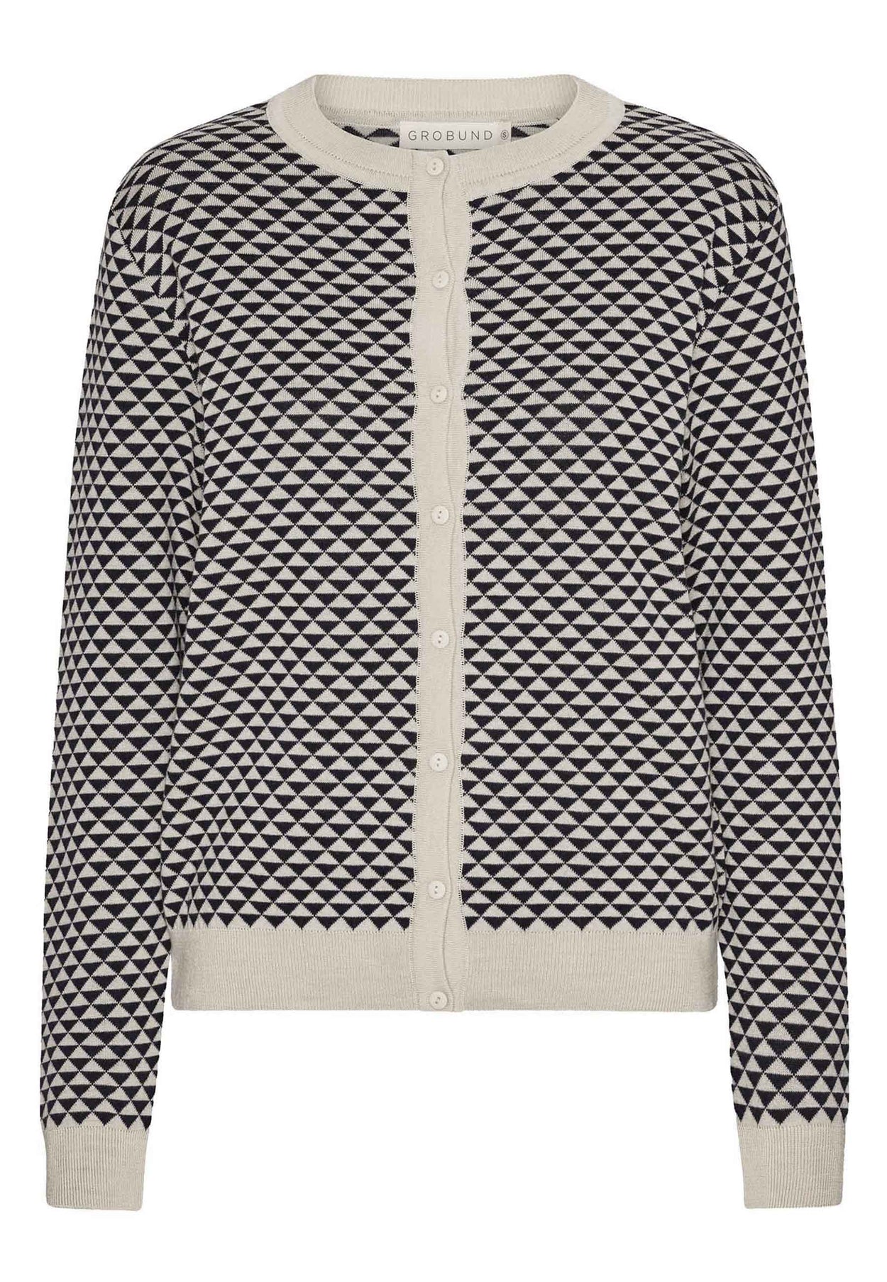 GROBUND Augusta Strick-Cardigan – die mit blauen Dreiecken
