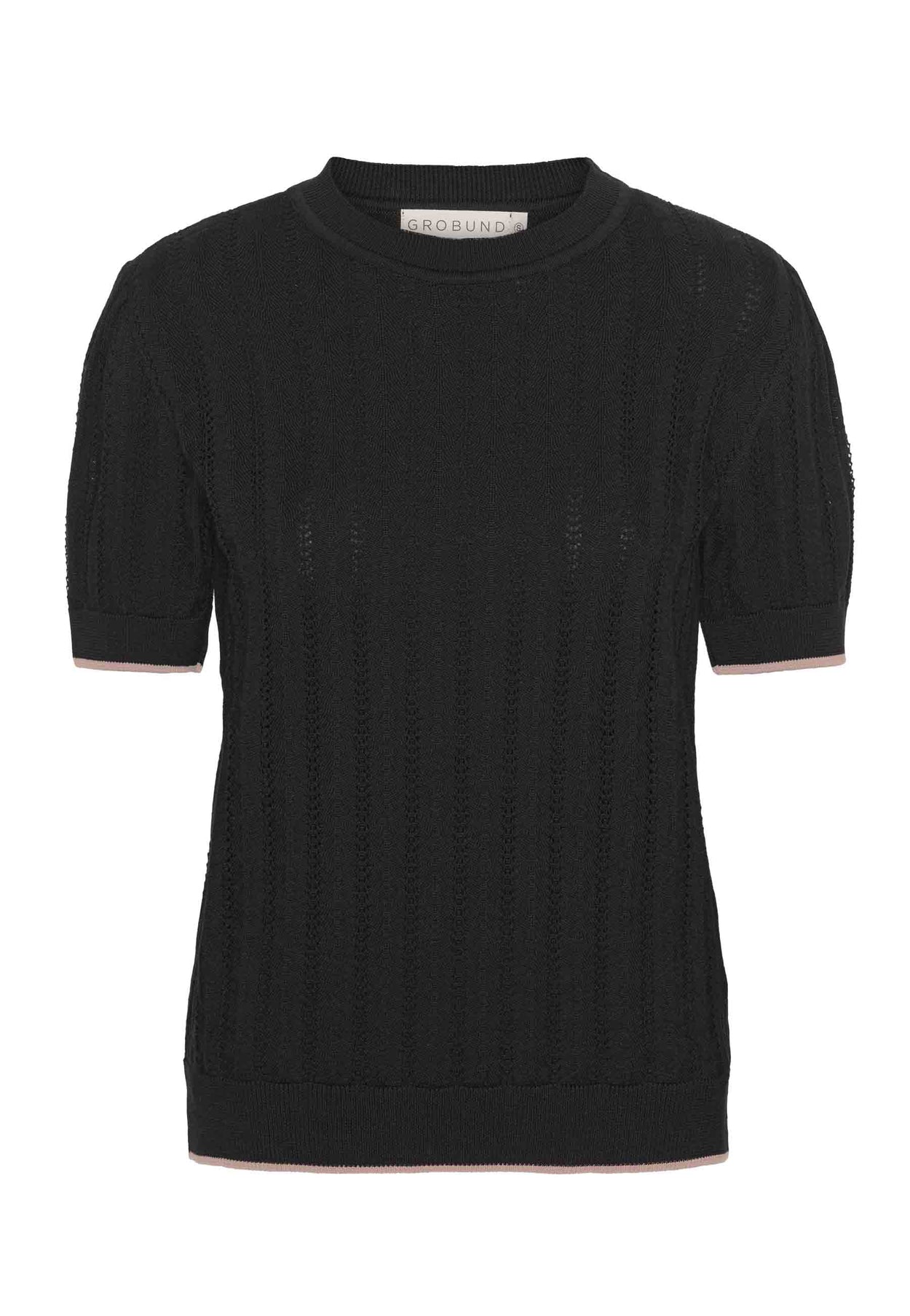 GROBUND Almine T-Shirt – die schwarze mit sandfarbenem Kontrast