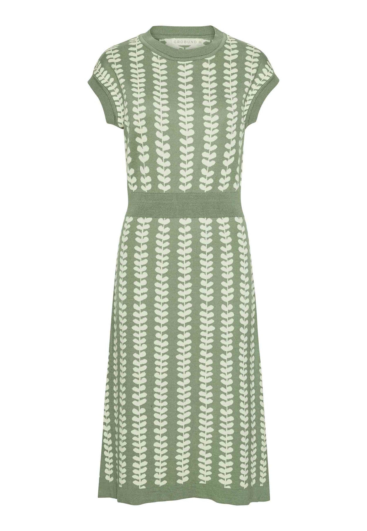 GROBUND Alma Kleid – das salbeigrüne mit Blättern