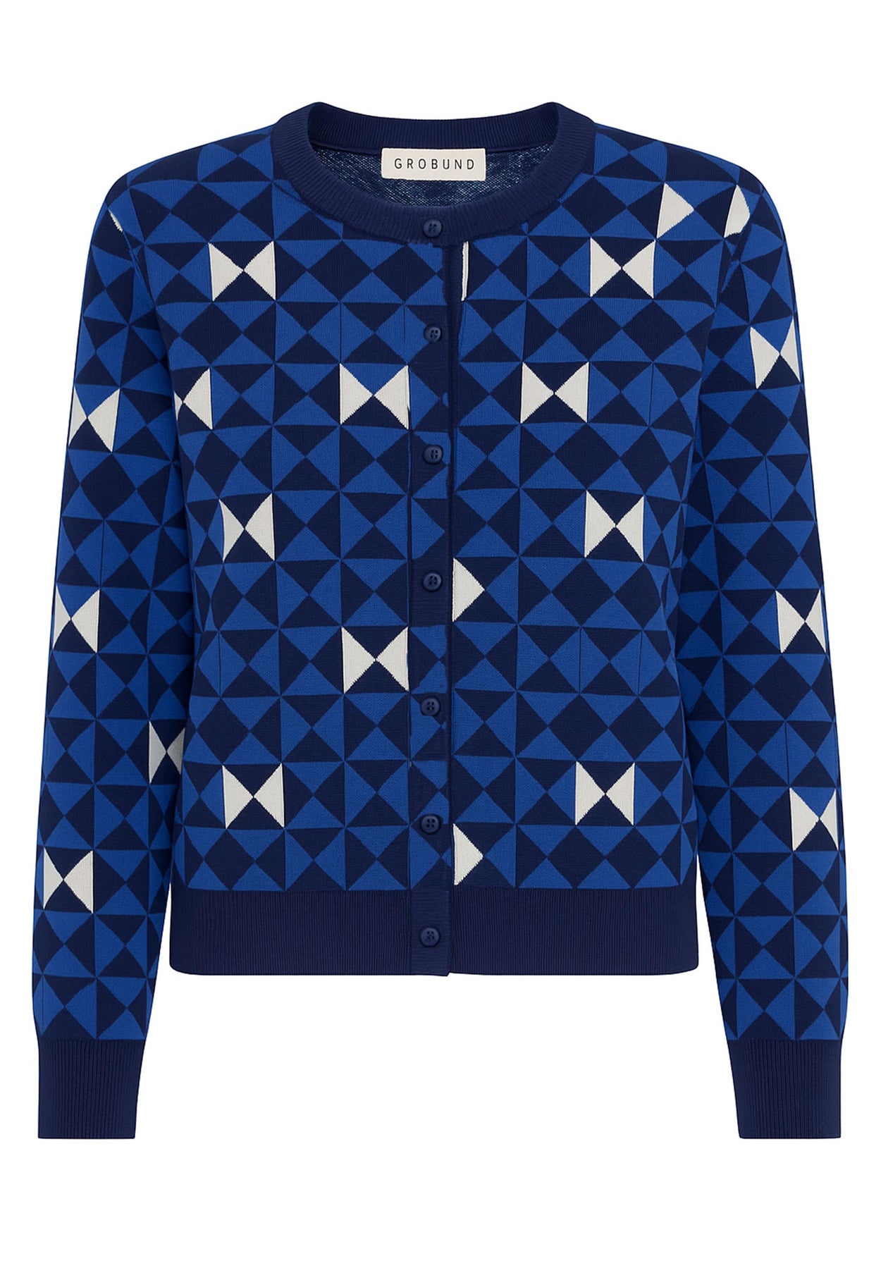 GROBUND Lydia Strickjacke - Bow Quilt Blue