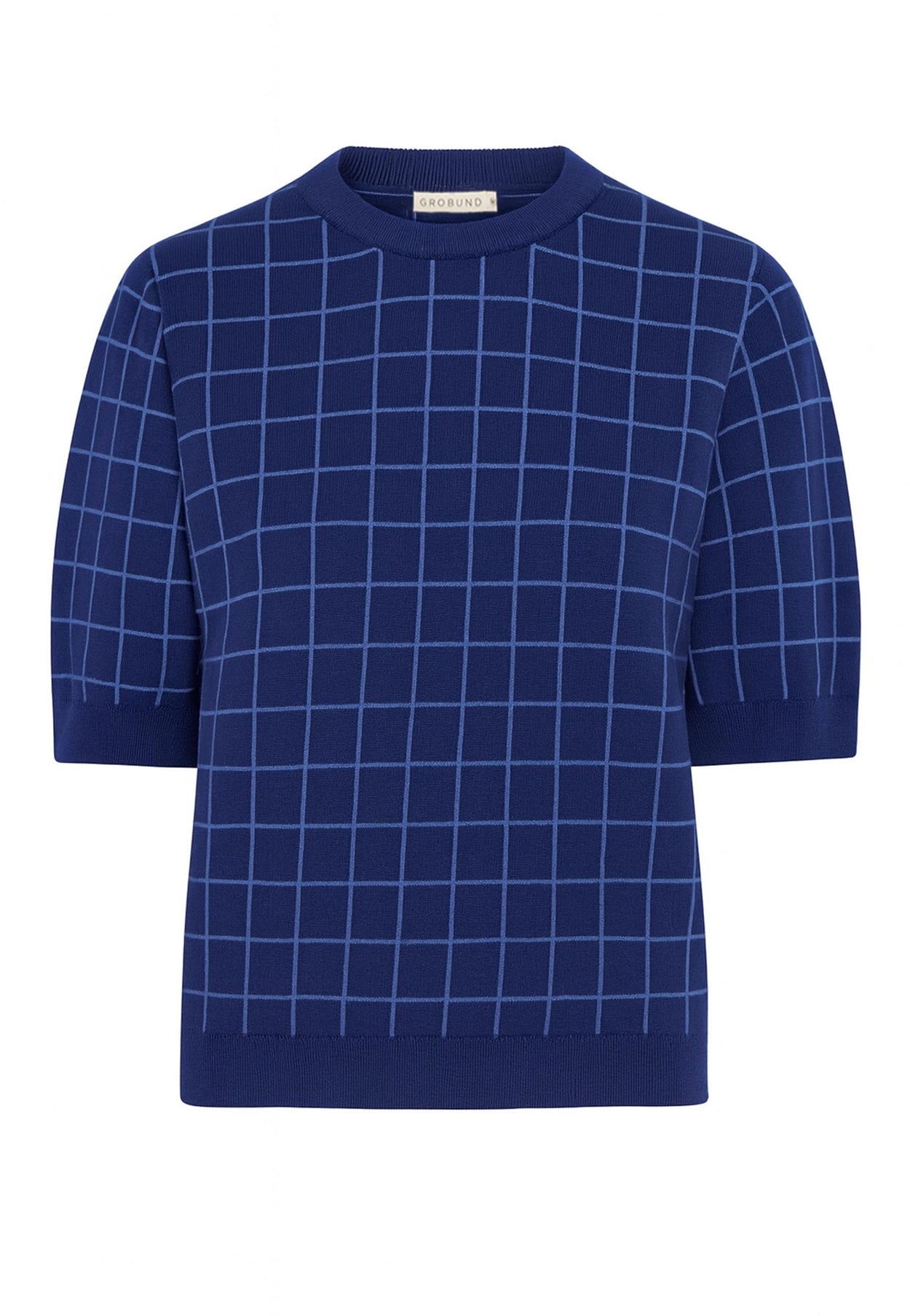 GROBUND Alva T-Shirt – mit navyblauem Gittermuster