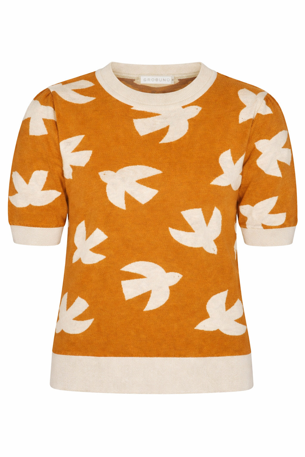 GROBUND Alva T-Shirt – Friedenstaube Karamell