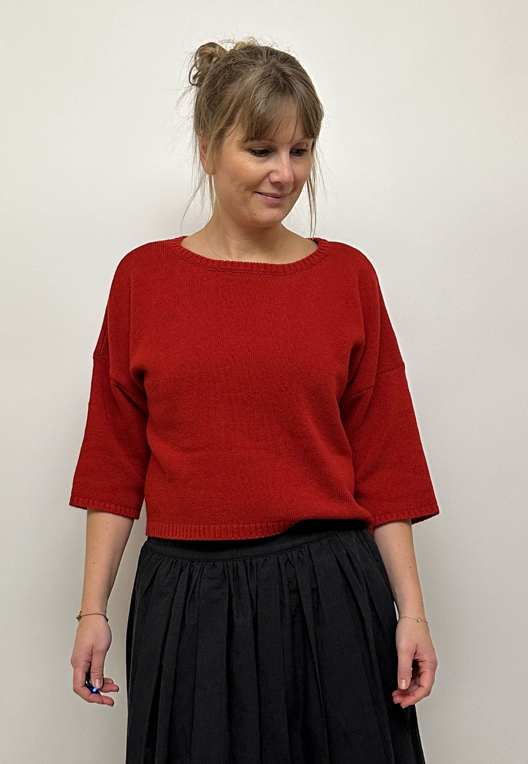 GROBUND Noël Wolle-T-Shirt - Weihnachtsrot