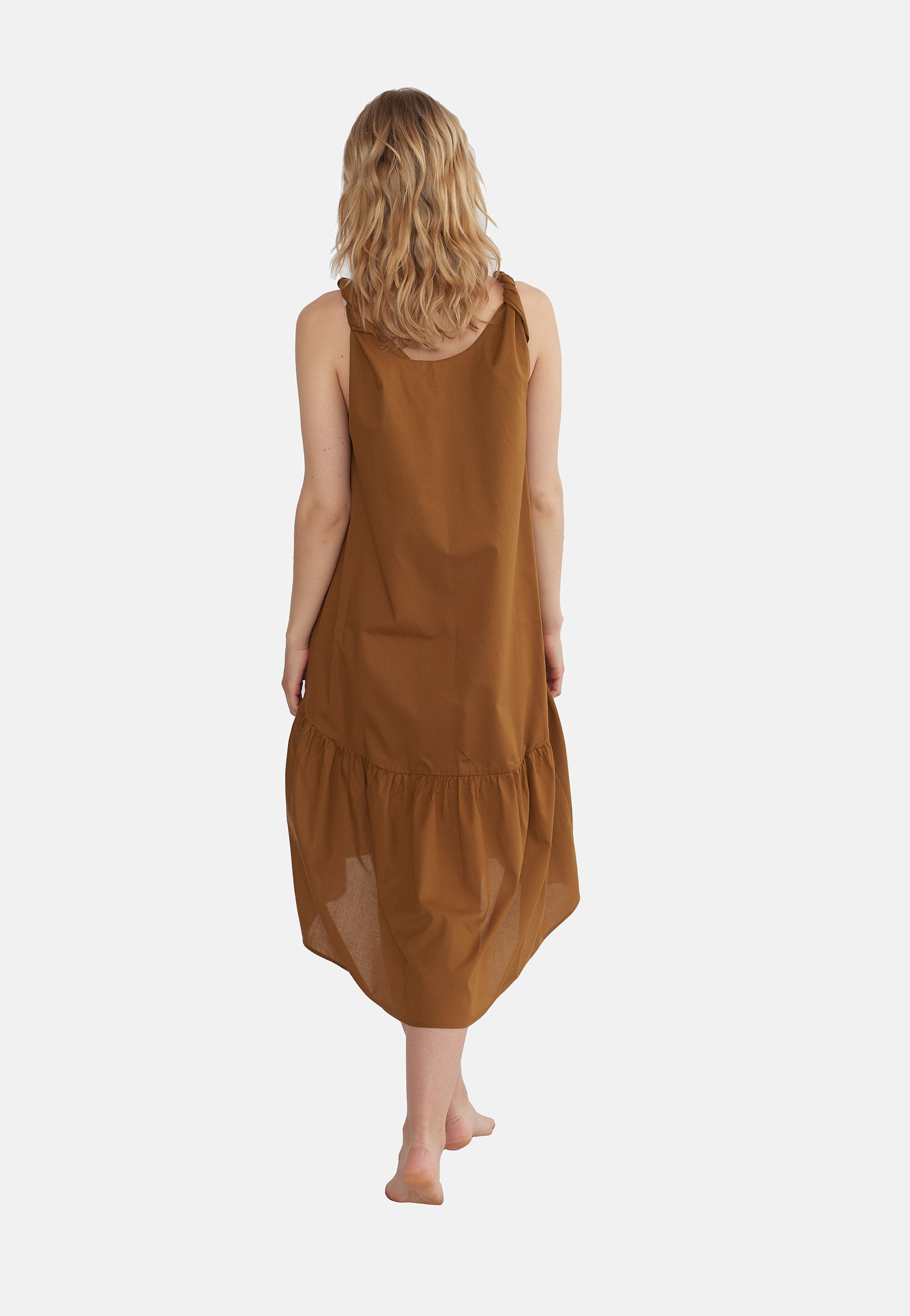 GROBUND Dagmar Kleid - das Bohème mit Schleifen in Zimt