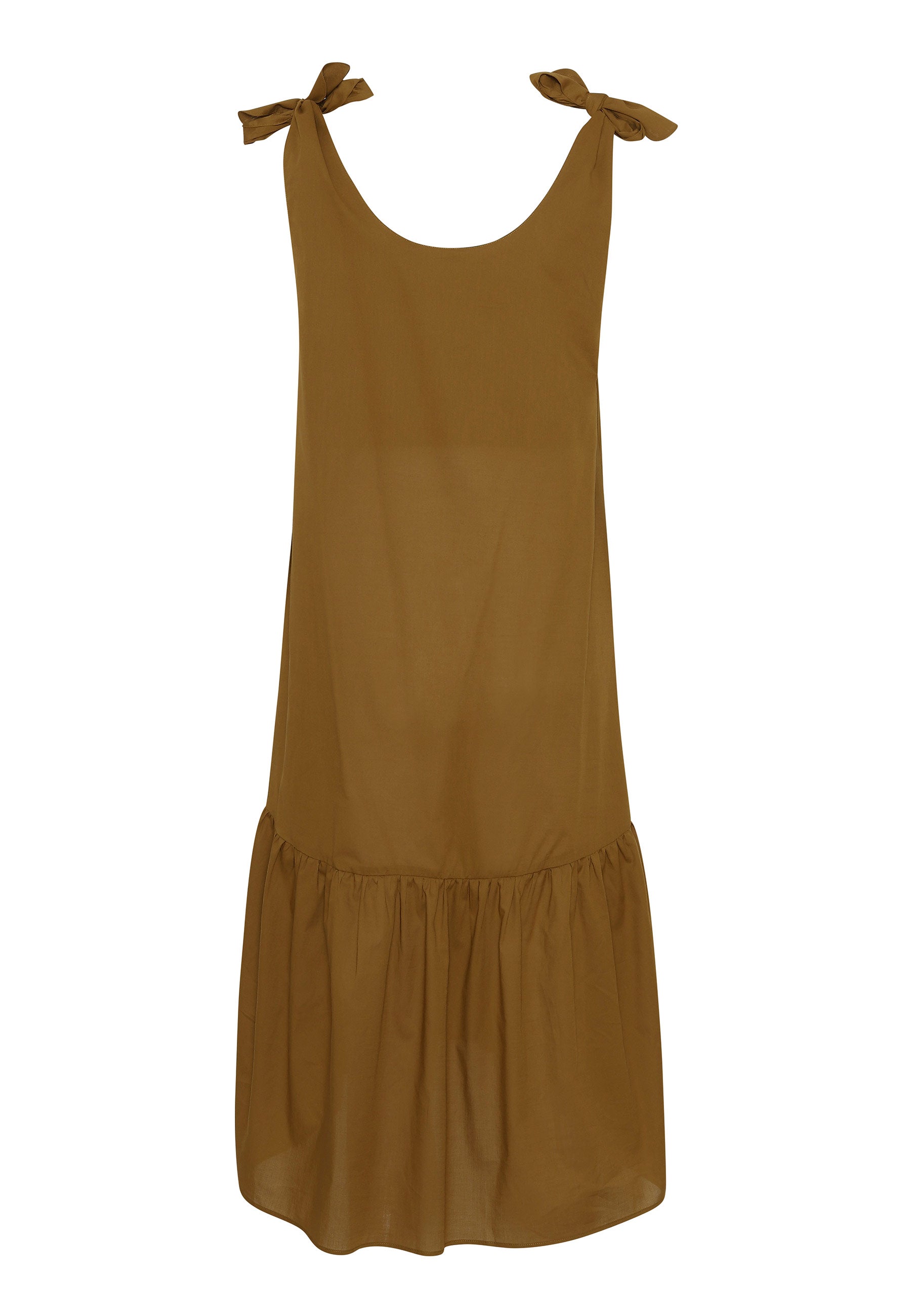 GROBUND Dagmar Kleid - das Bohème mit Schleifen in Zimt