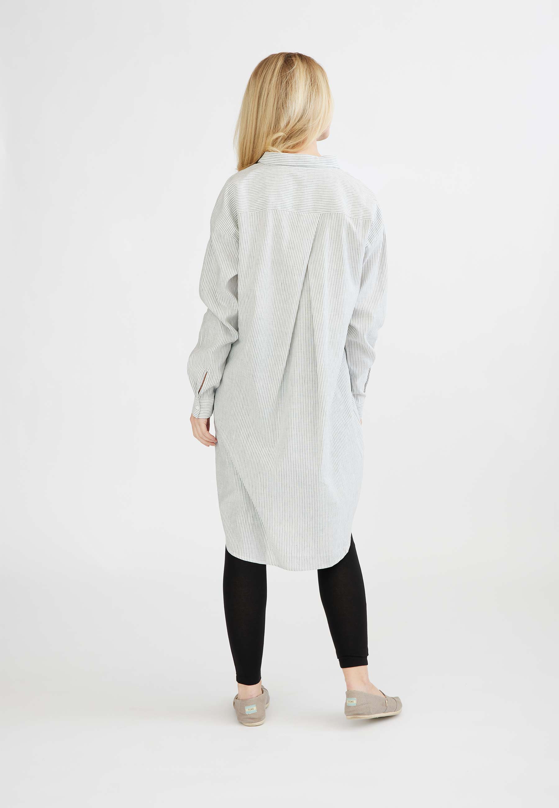 GROBUND Netta Hemdkleid - mit Streifen aus Leinen und Baumwolle