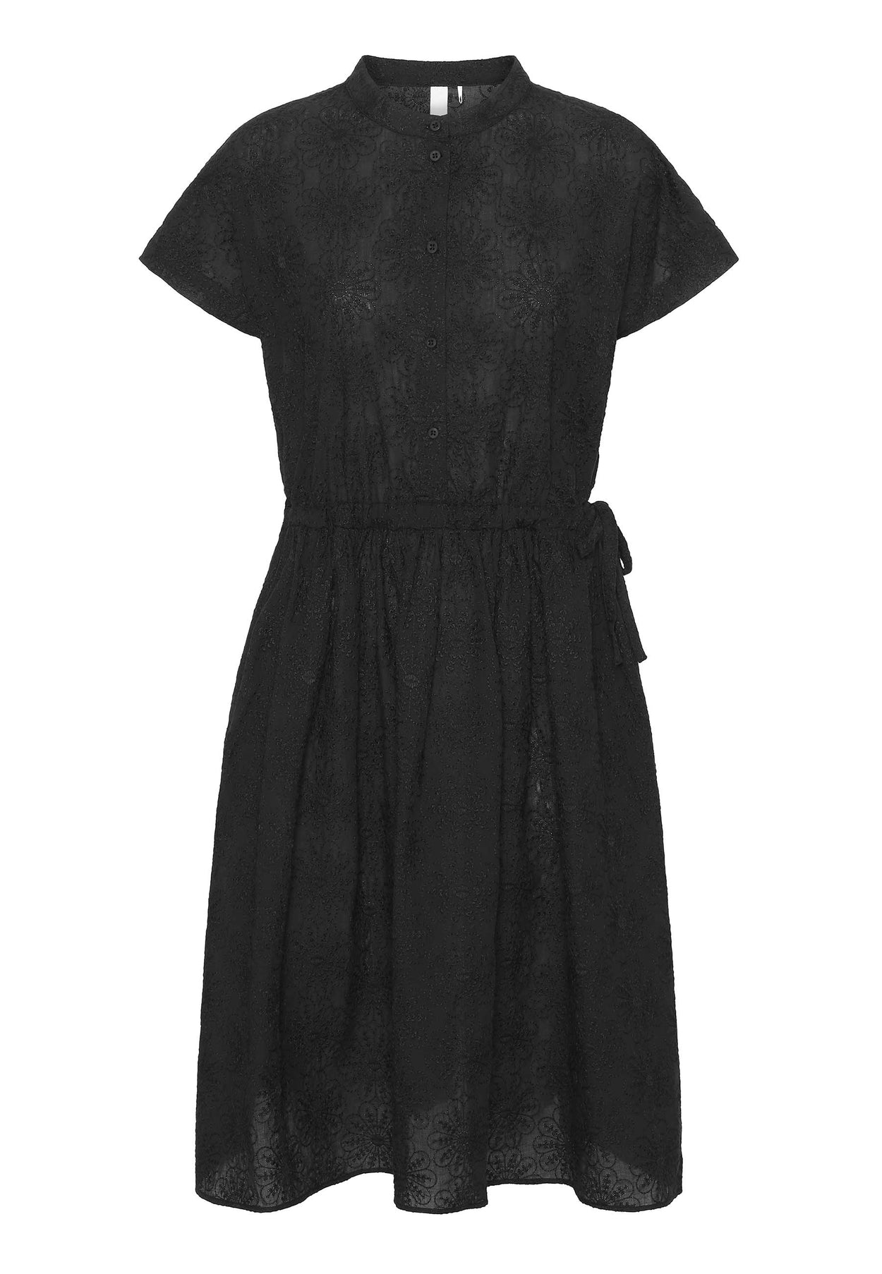 GROBUND Vigga Kleid - das mit Knöpfen in schwarzer Blumenstickerei